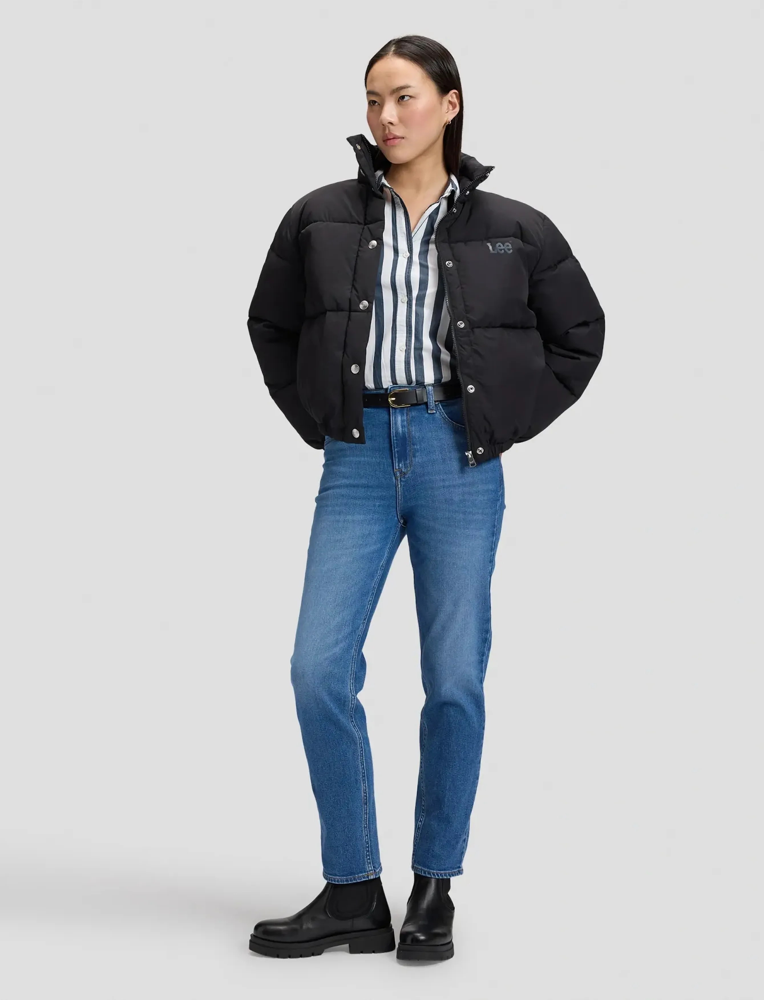 Lee Jeans - SHORT PUFFER JACKET - spring jackets - black - 3