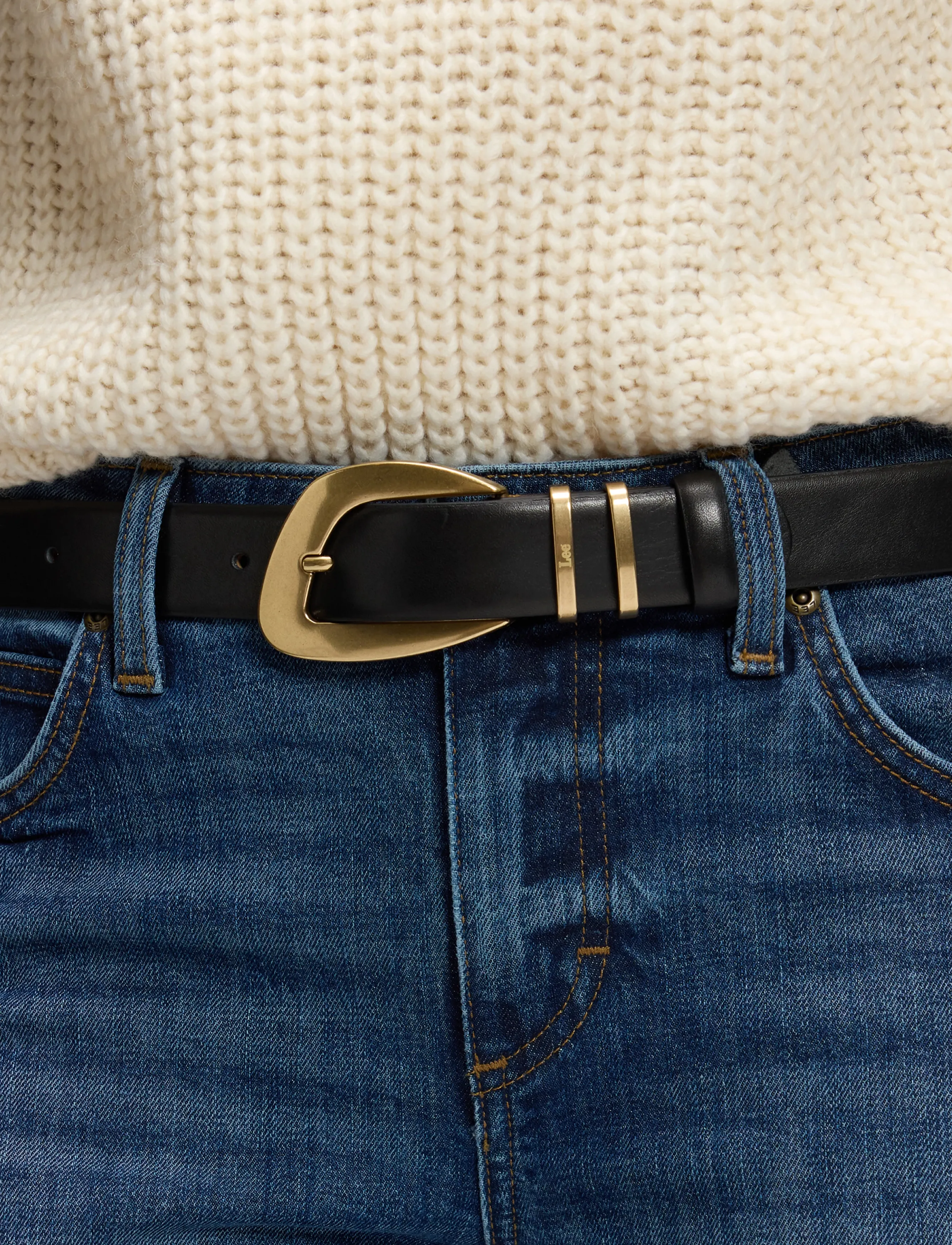 Lee Jeans - BIG BUCKLE BELT - läderskärp - black - 2