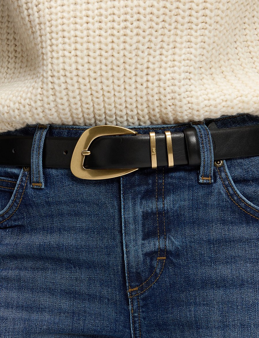 Lee Jeans - BIG BUCKLE BELT - läderskärp - black - 2