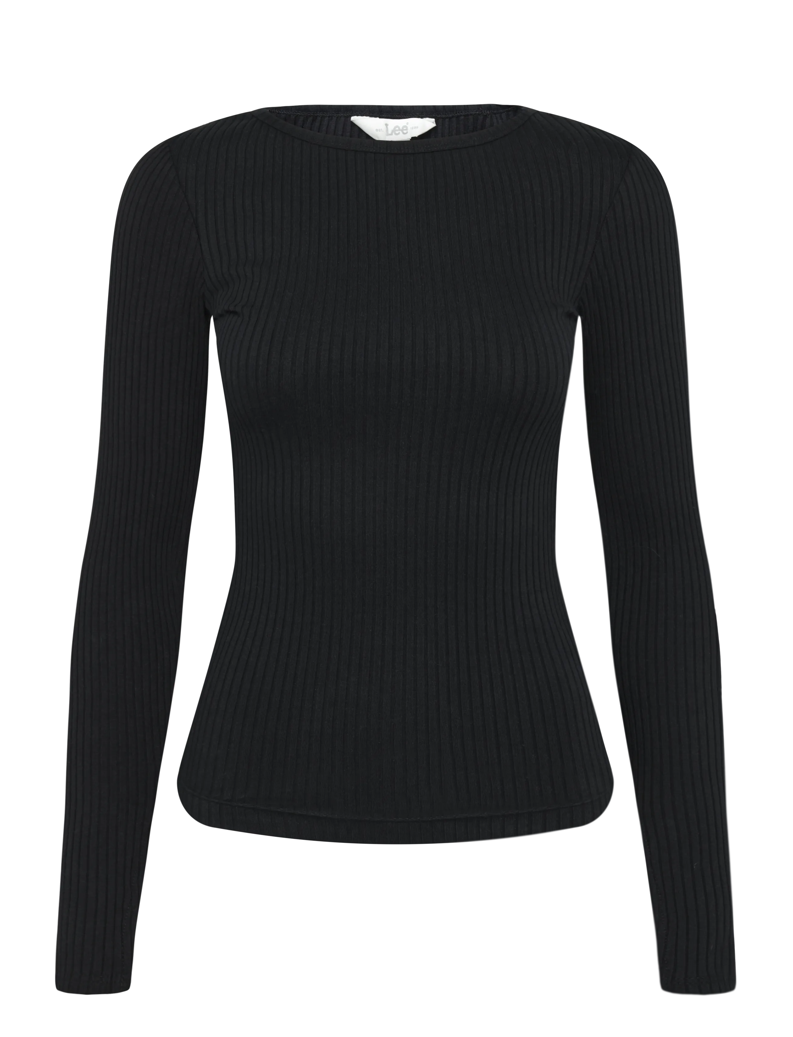 Lee Jeans SLIT SLEEVE RIB TEE - Strik - BLACK / black