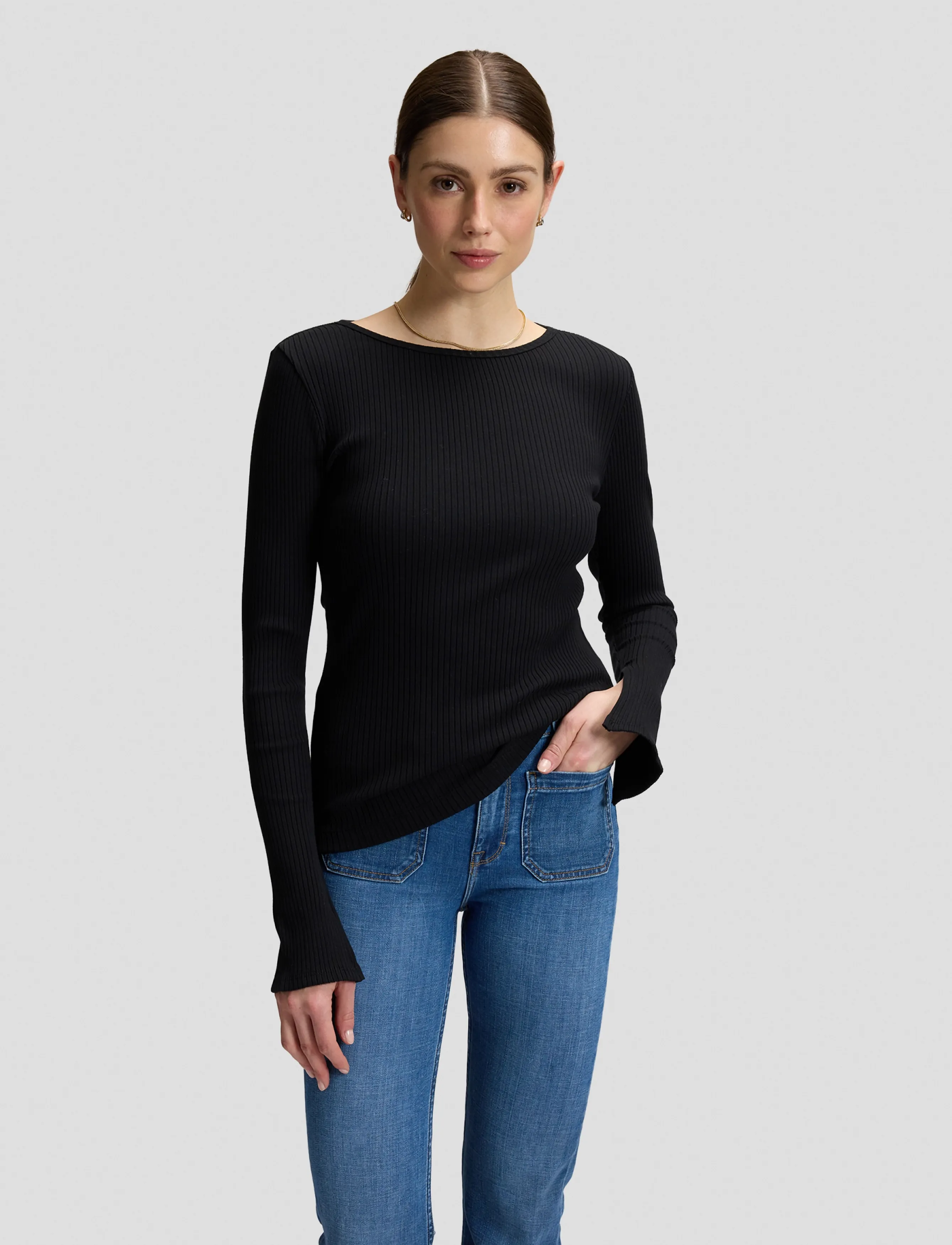 Slit Sleeve Rib Tee