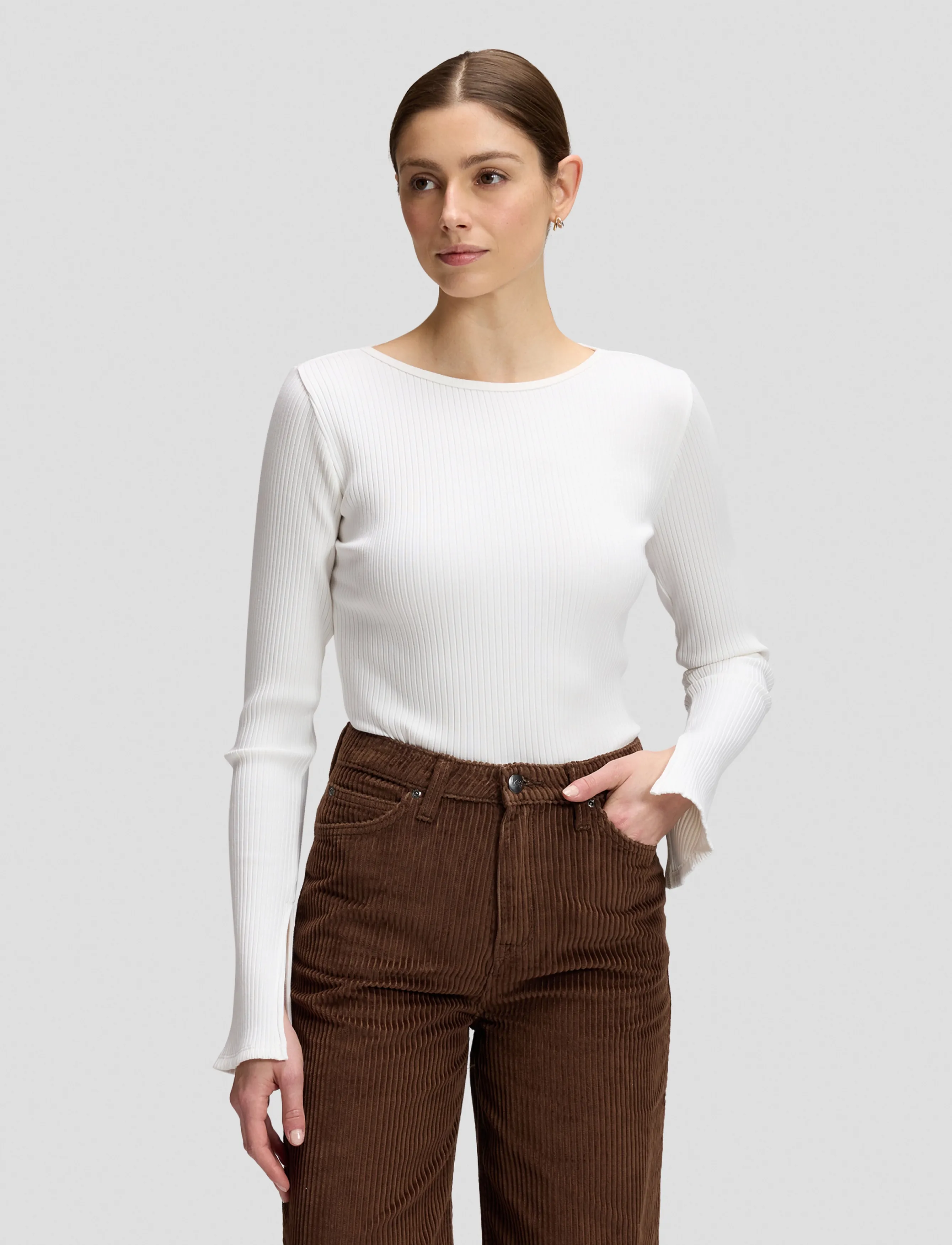 Slit Sleeve Rib Tee