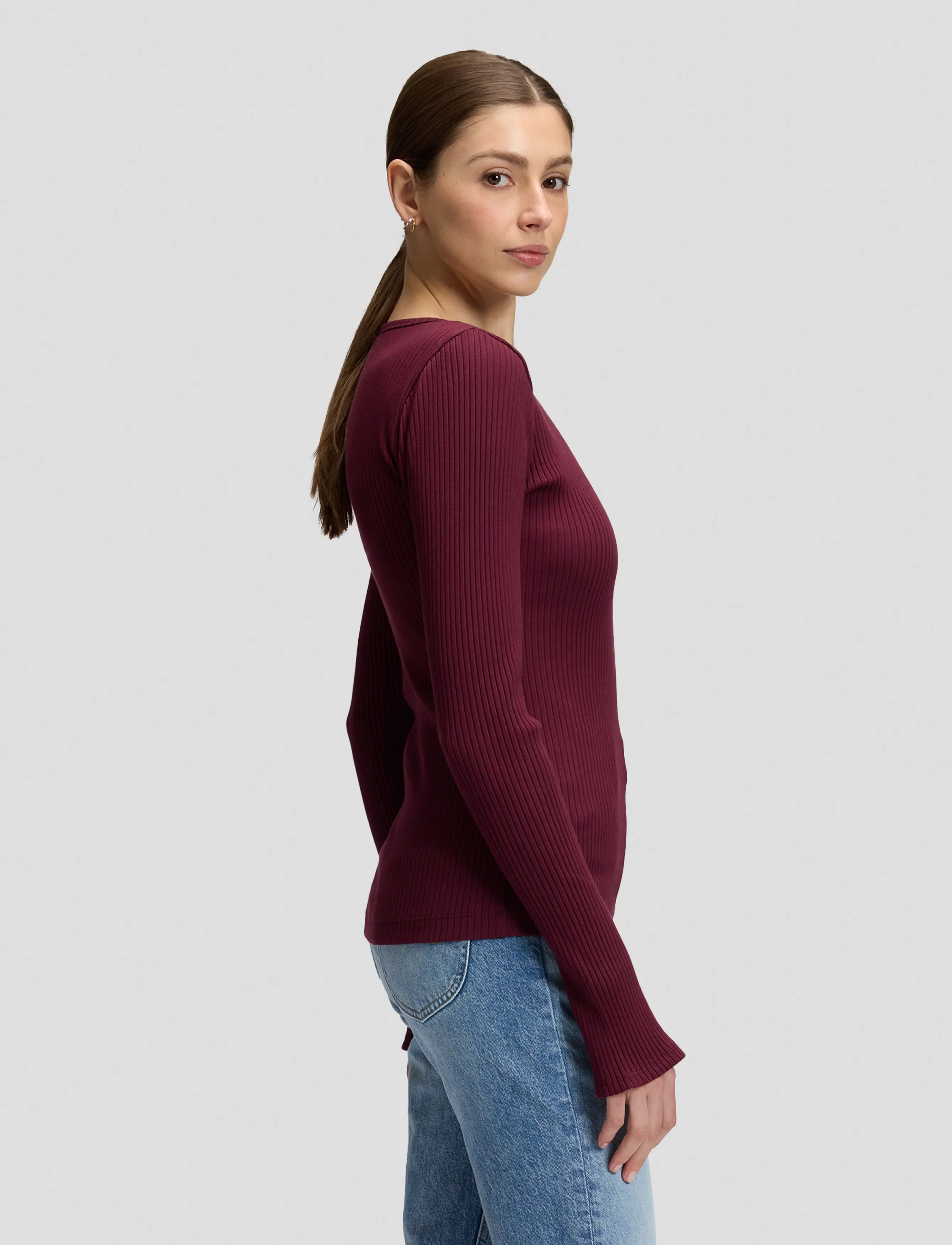 Lee Jeans Slit Sleeve Rib Tee stickade tröjor dam – bild 4