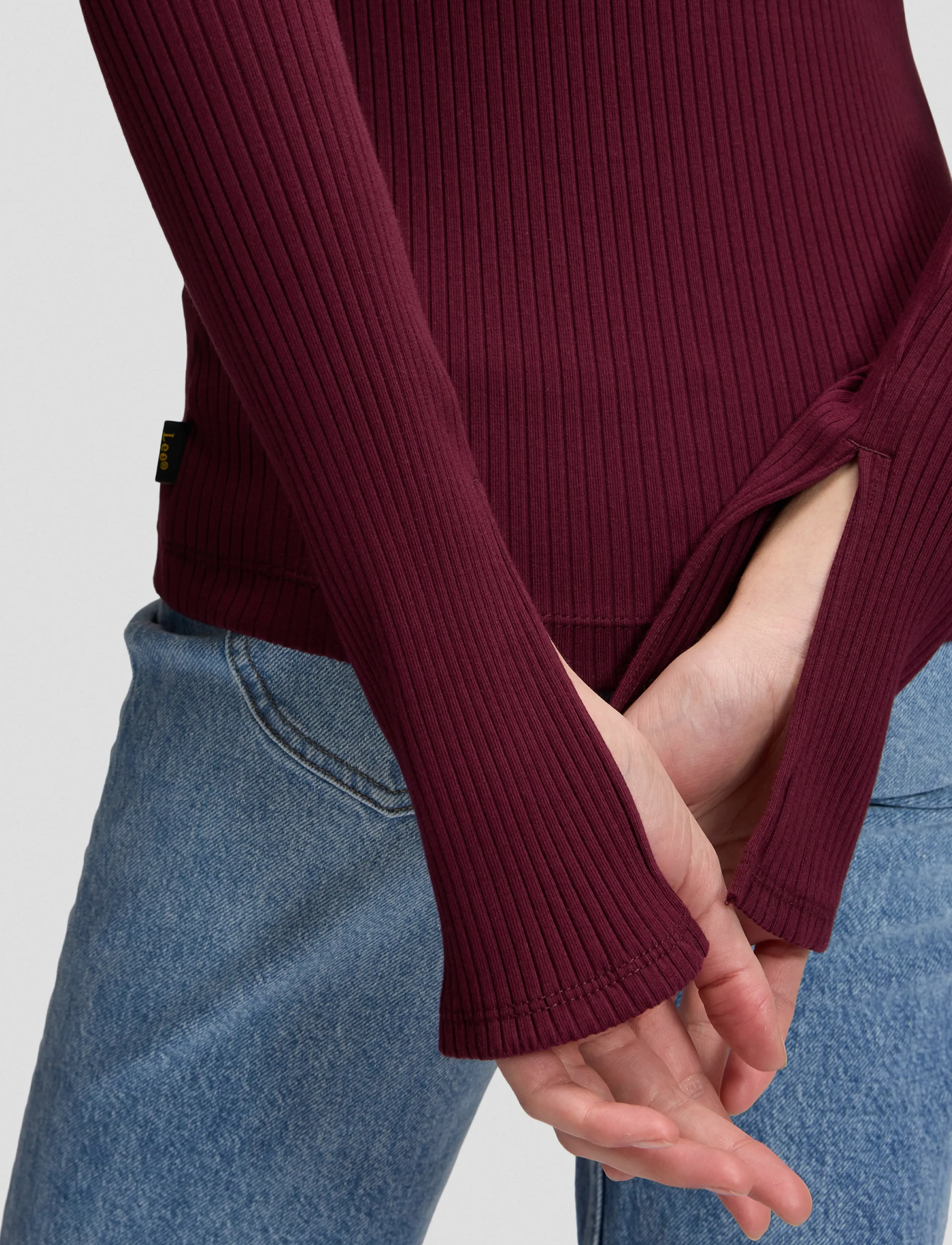 Lee Jeans Slit Sleeve Rib Tee stickade tröjor dam – bild 5