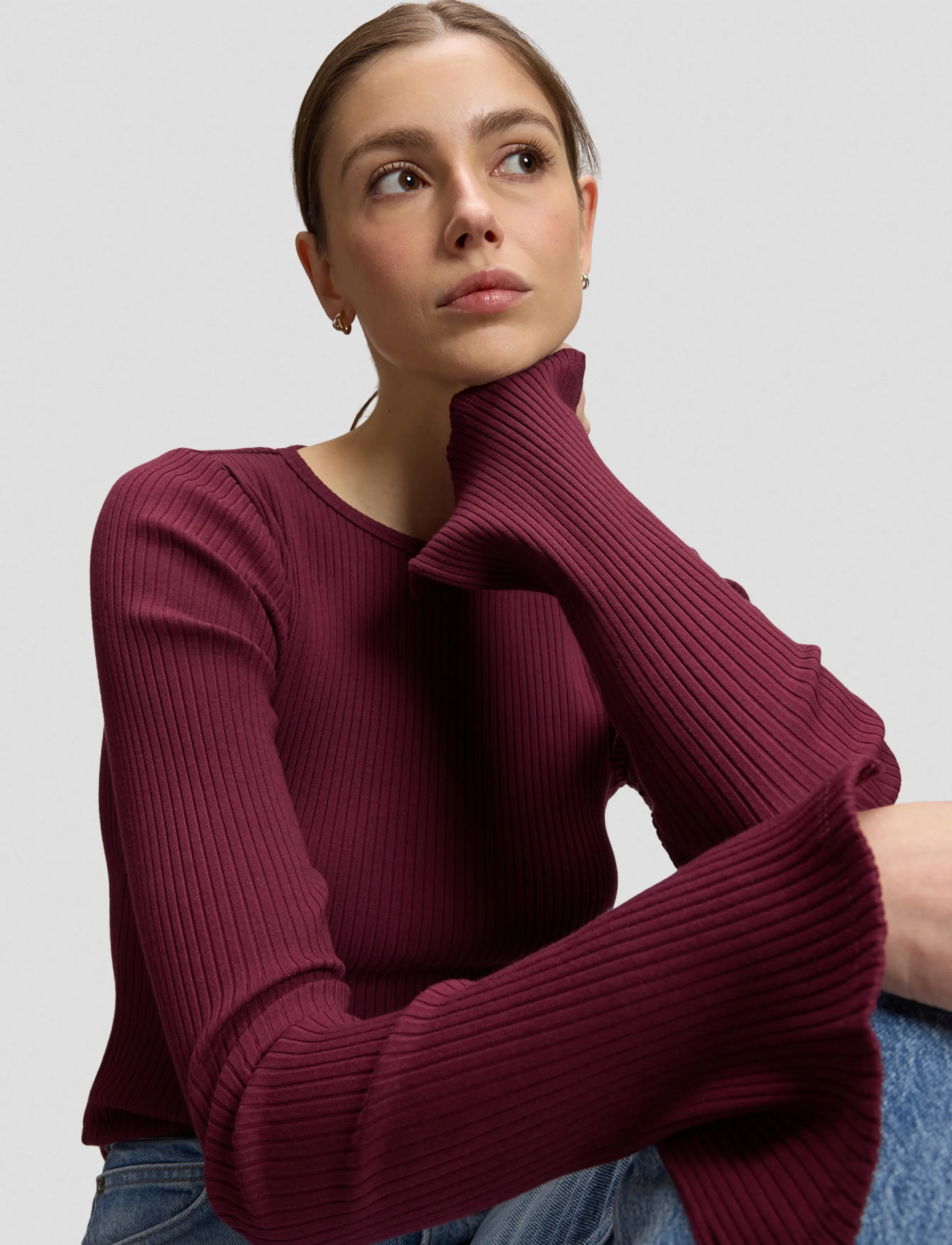 Lee Jeans Slit Sleeve Rib Tee stickade tröjor dam – bild 6