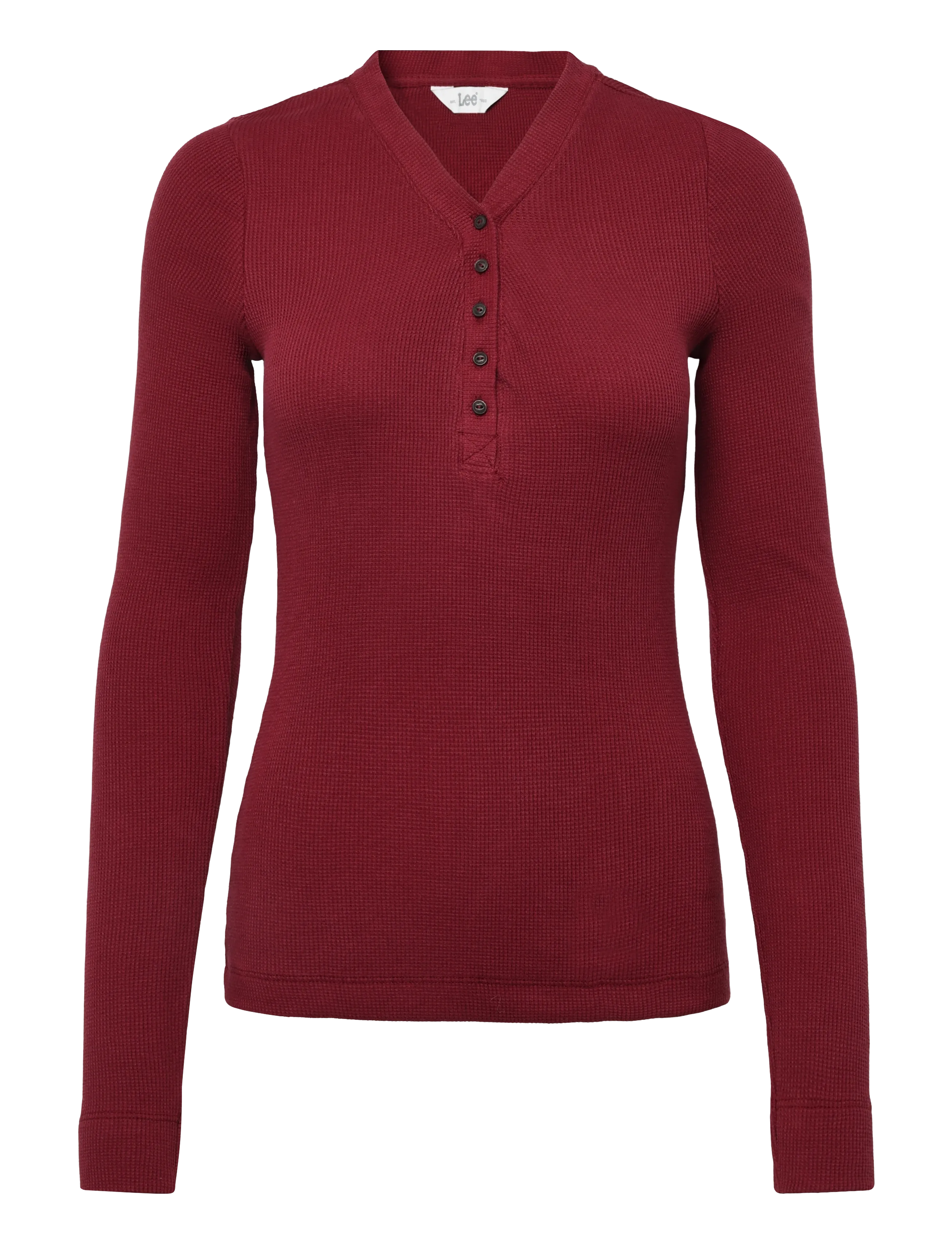 Lee Jeans LS WAFFLE HENLEY - Striktrøjer - TIBETAN RED / burgundy