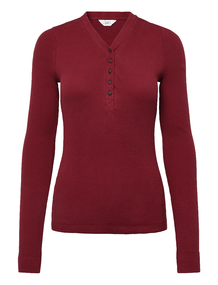 Lee Jeans - LS WAFFLE HENLEY - stickade tröjor - tibetan red - 1