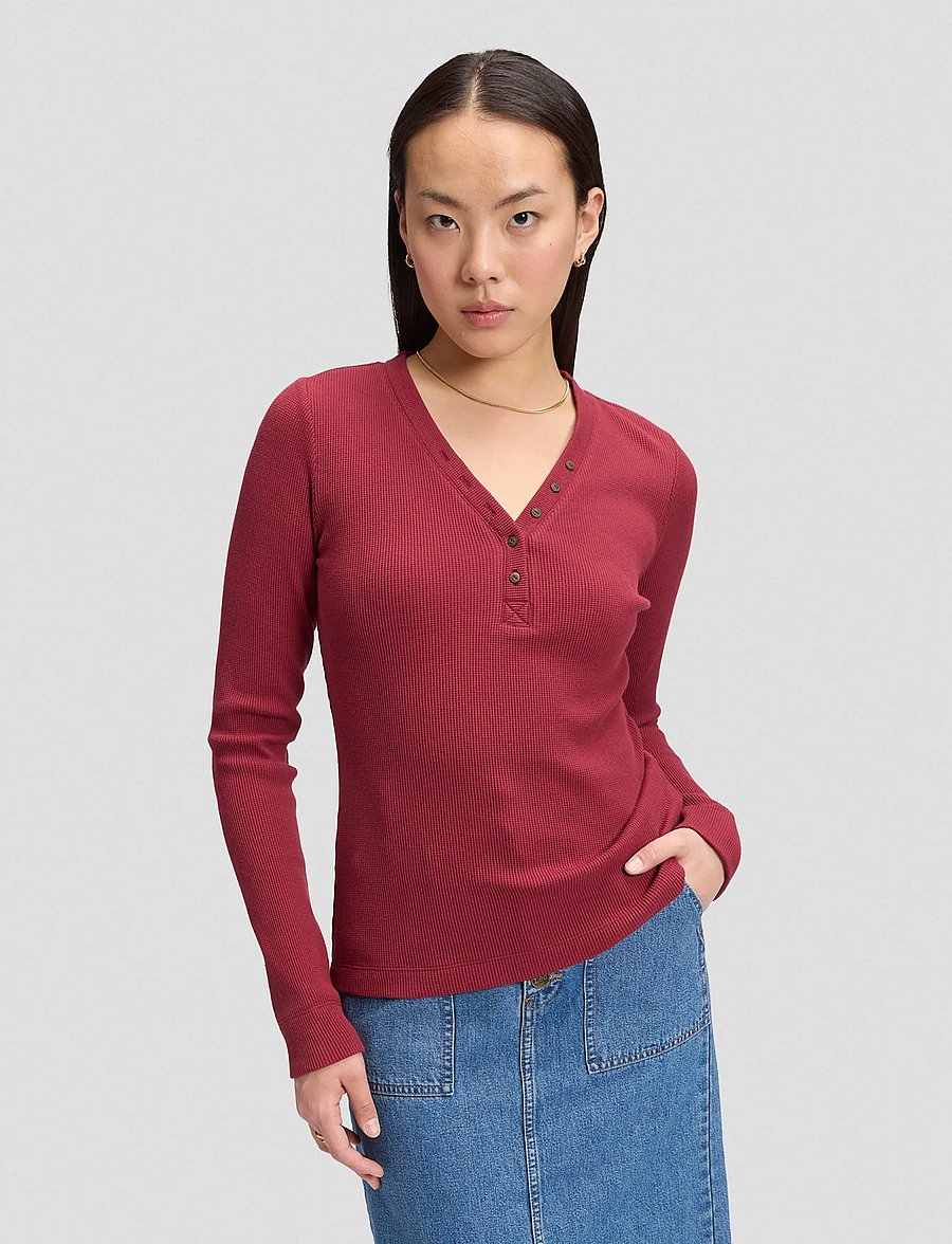 Lee Jeans - LS WAFFLE HENLEY - stickade tröjor - tibetan red - 0
