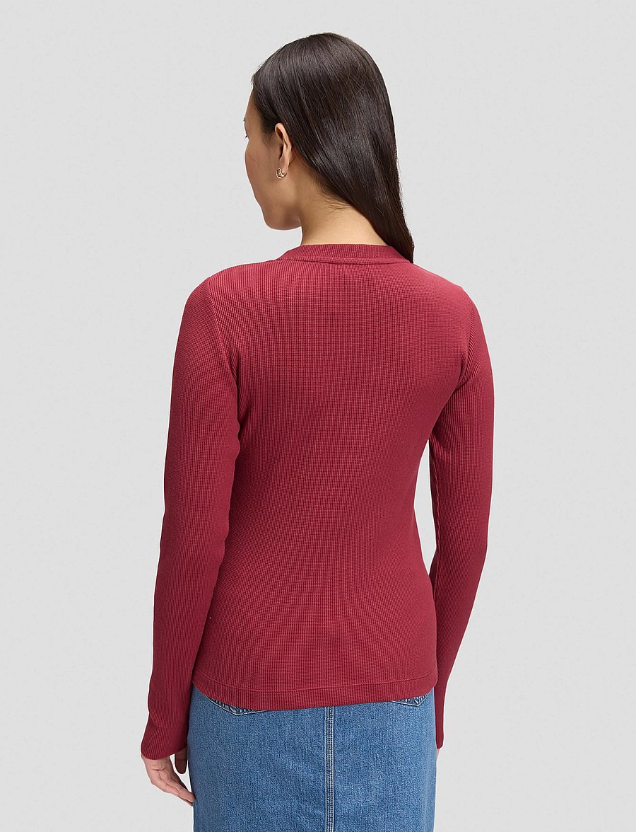 Lee Jeans - LS WAFFLE HENLEY - stickade tröjor - tibetan red - 2