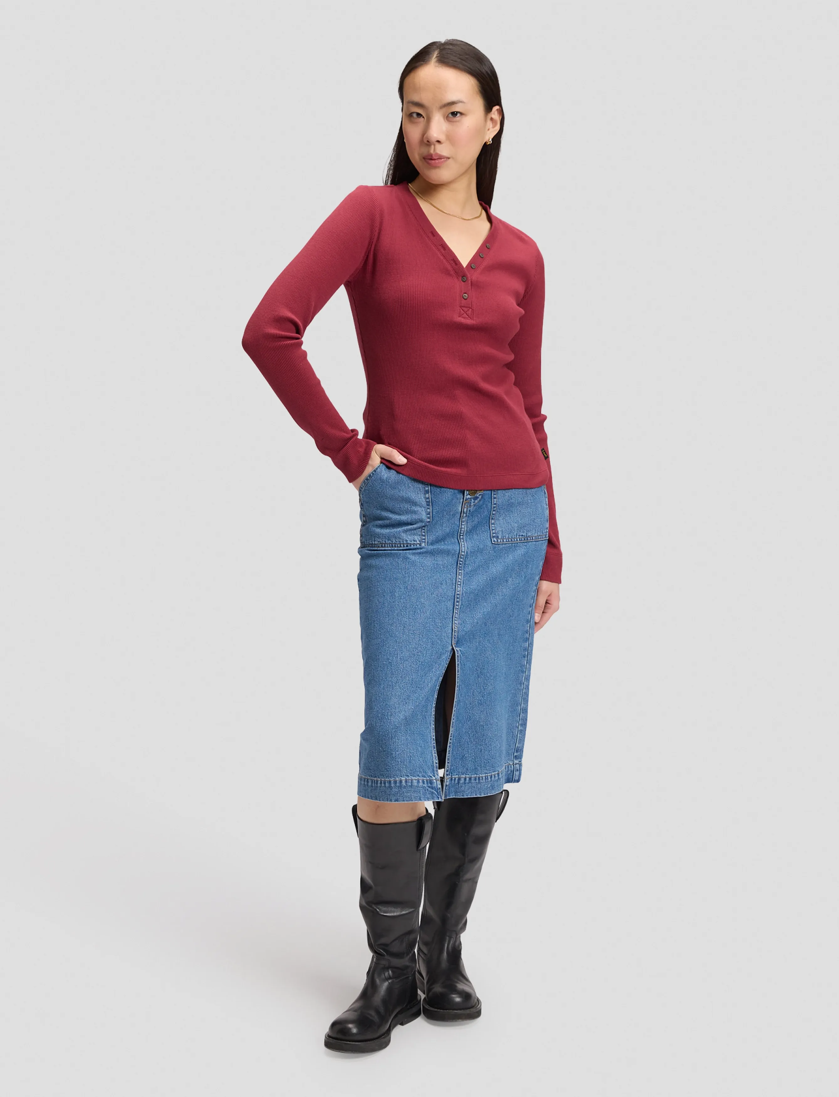 Lee Jeans - LS WAFFLE HENLEY - stickade tröjor - tibetan red - 3