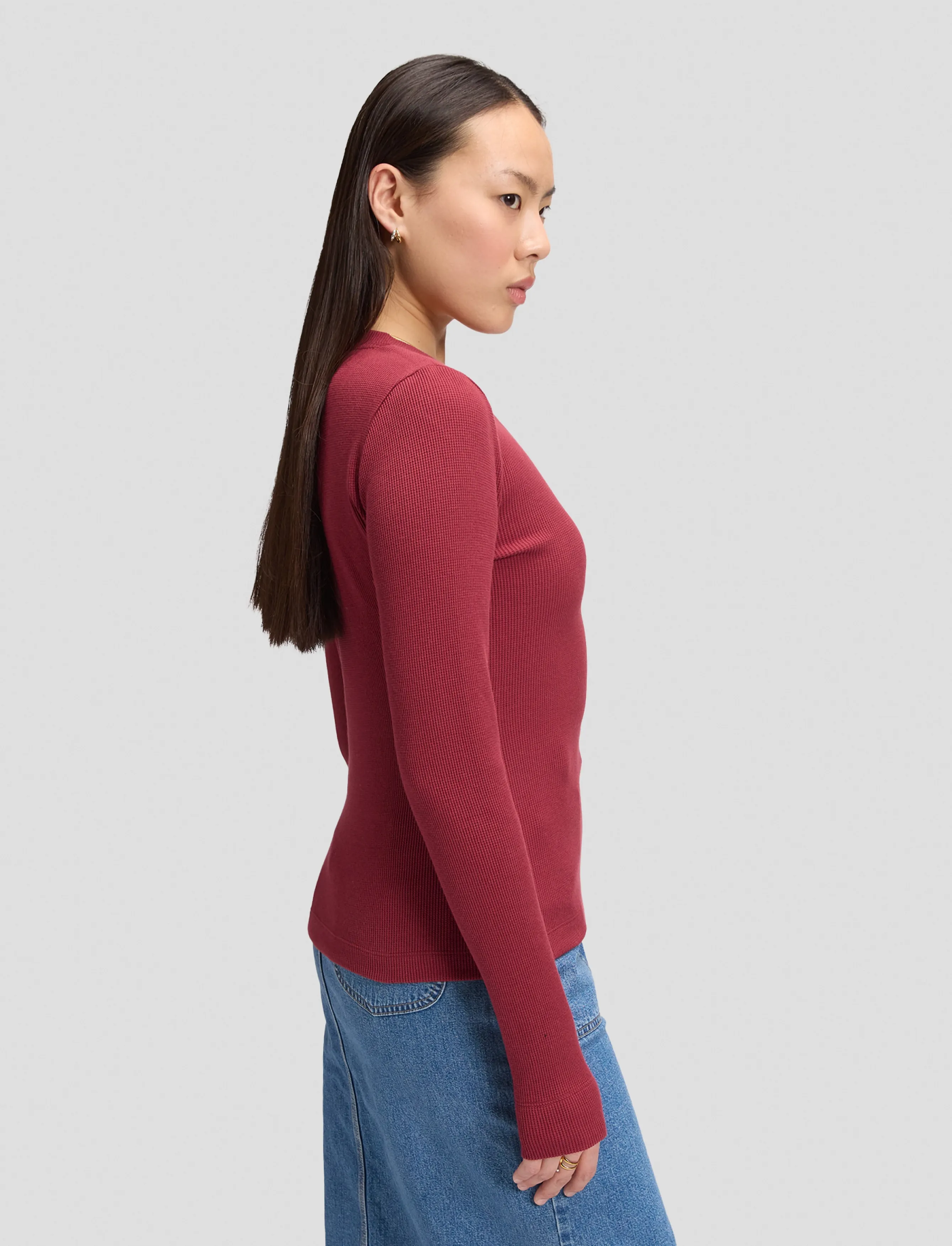 Lee Jeans - LS WAFFLE HENLEY - stickade tröjor - tibetan red - 4