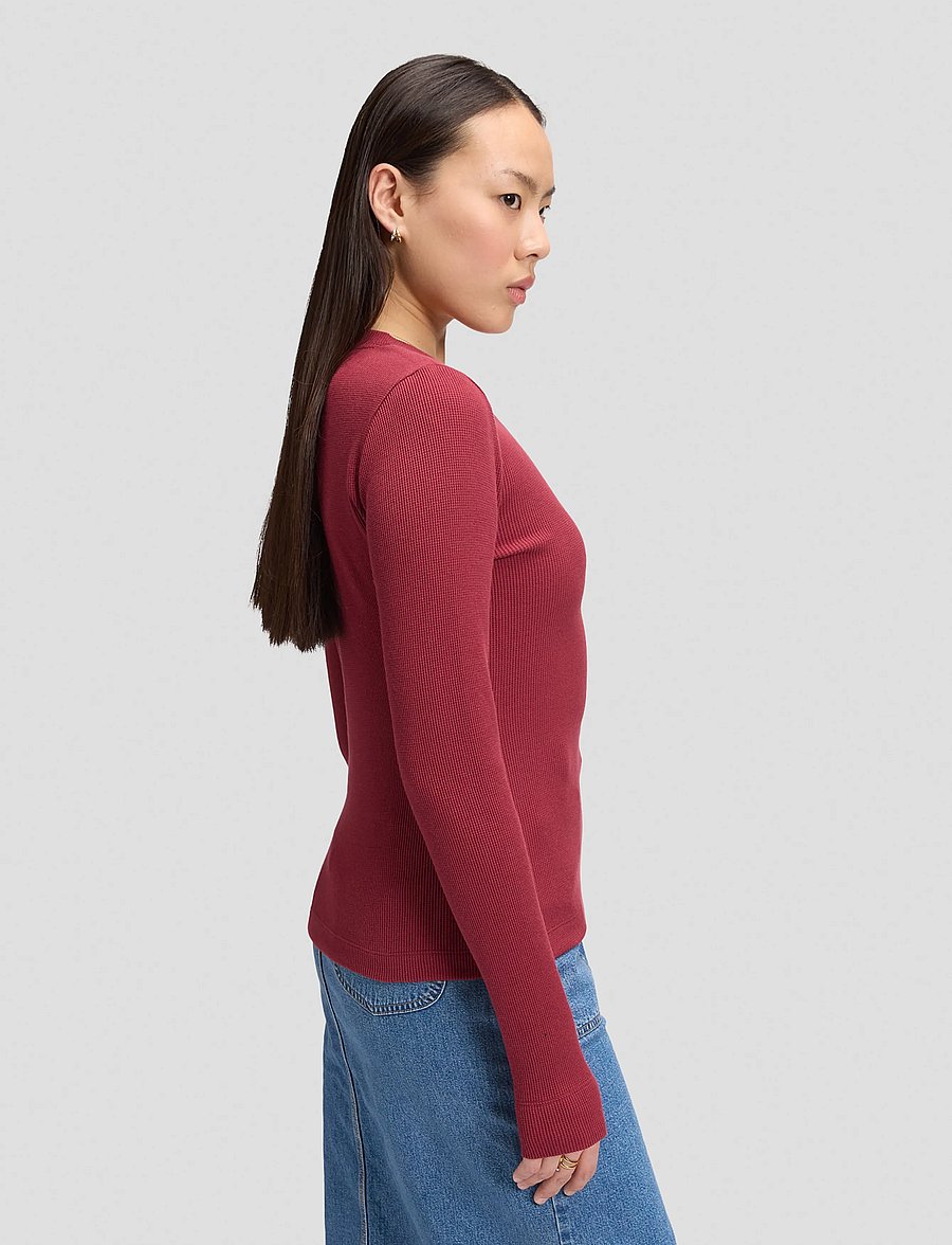 Lee Jeans - LS WAFFLE HENLEY - stickade tröjor - tibetan red - 4