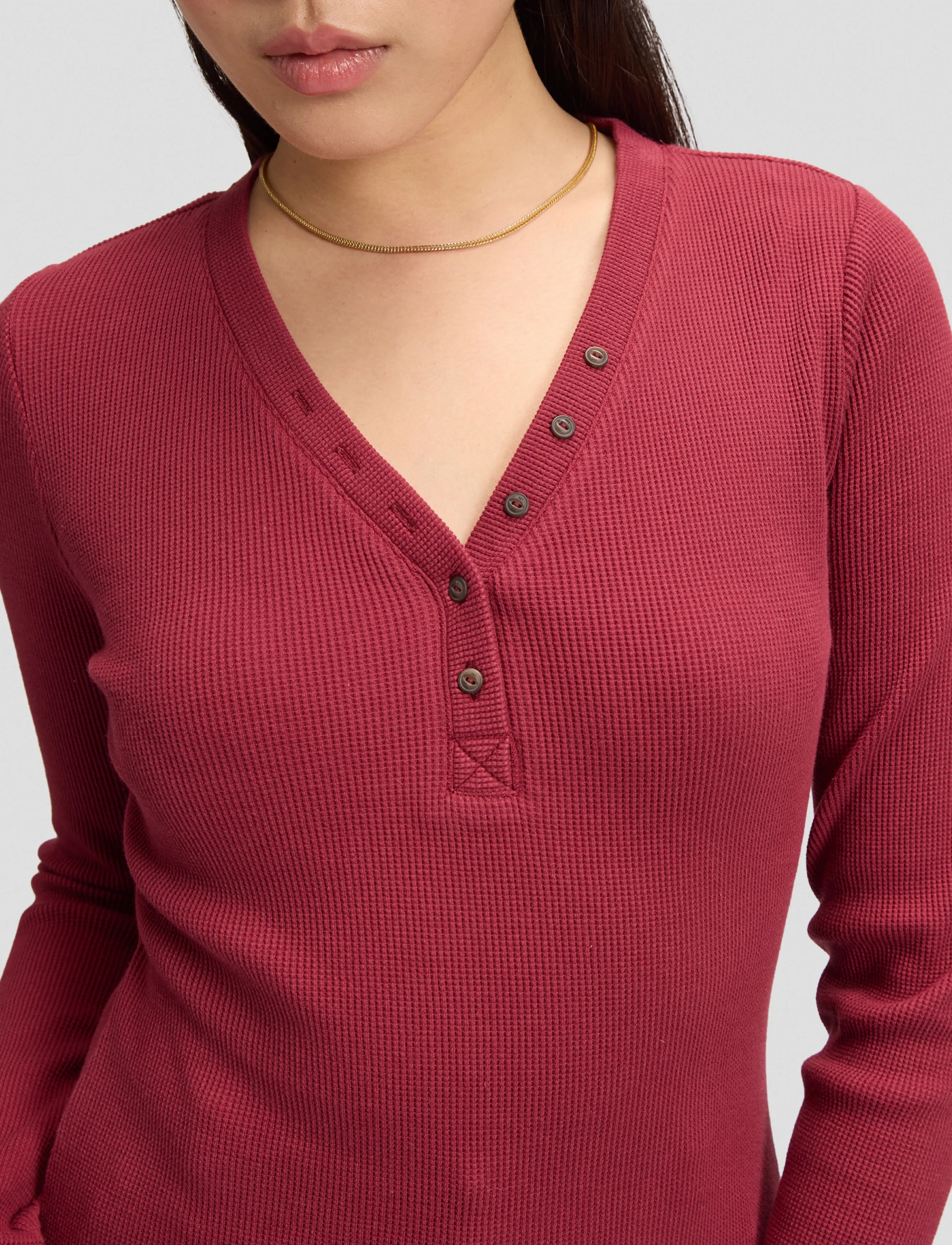 Lee Jeans - LS WAFFLE HENLEY - stickade tröjor - tibetan red - 5