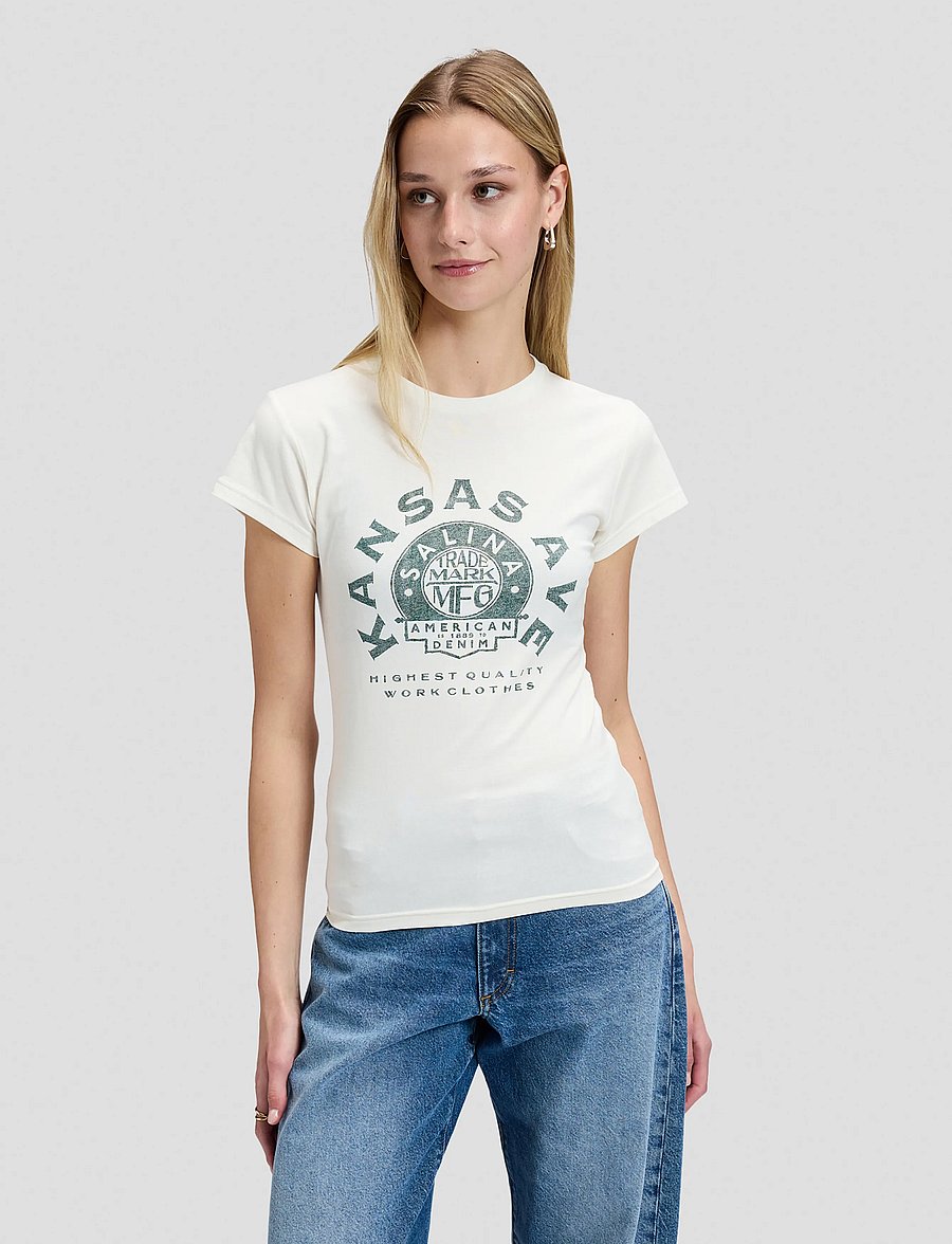 Lee Jeans - RECORD TEE - t-shirts - ecru - 0