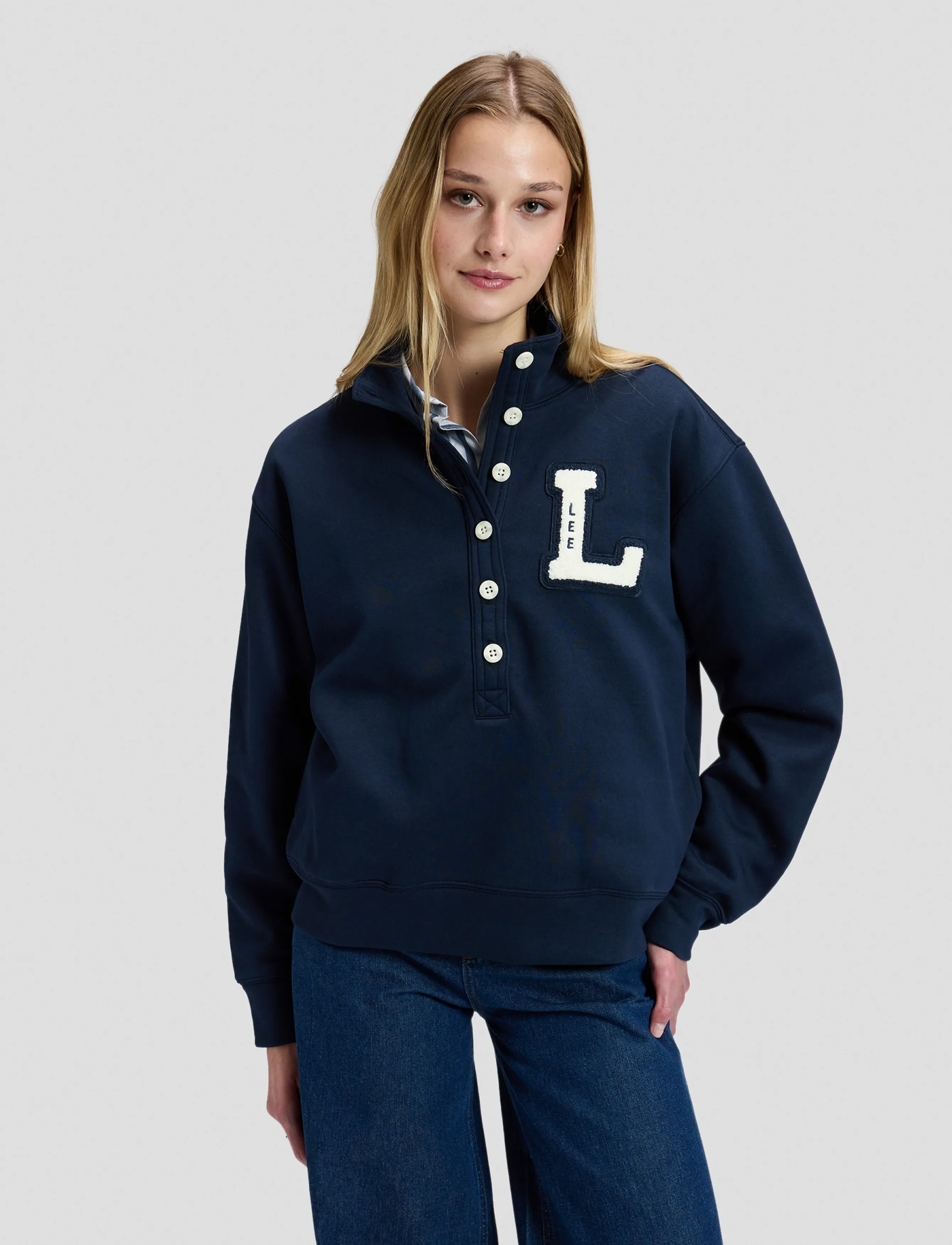 Lee Jeans POPOVER SWEATSHIRT - Lee Jeans - RIVET NAVY / navy