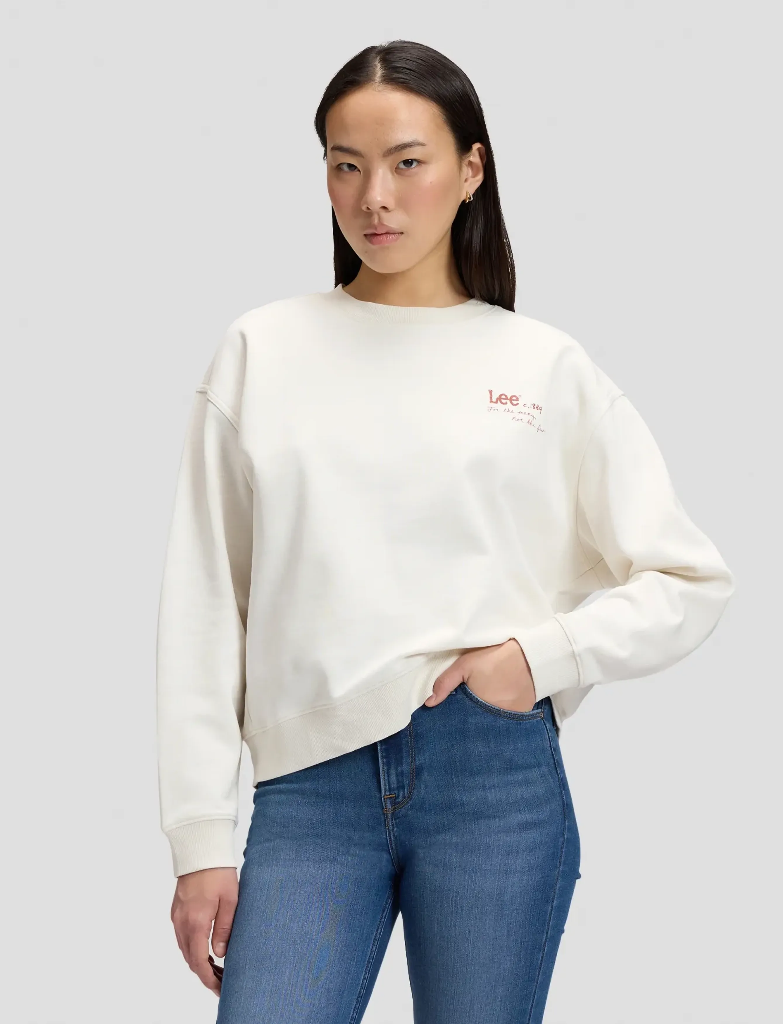 Lee Jeans LOGO CREW SWS - Lee Jeans - ECRU / cream