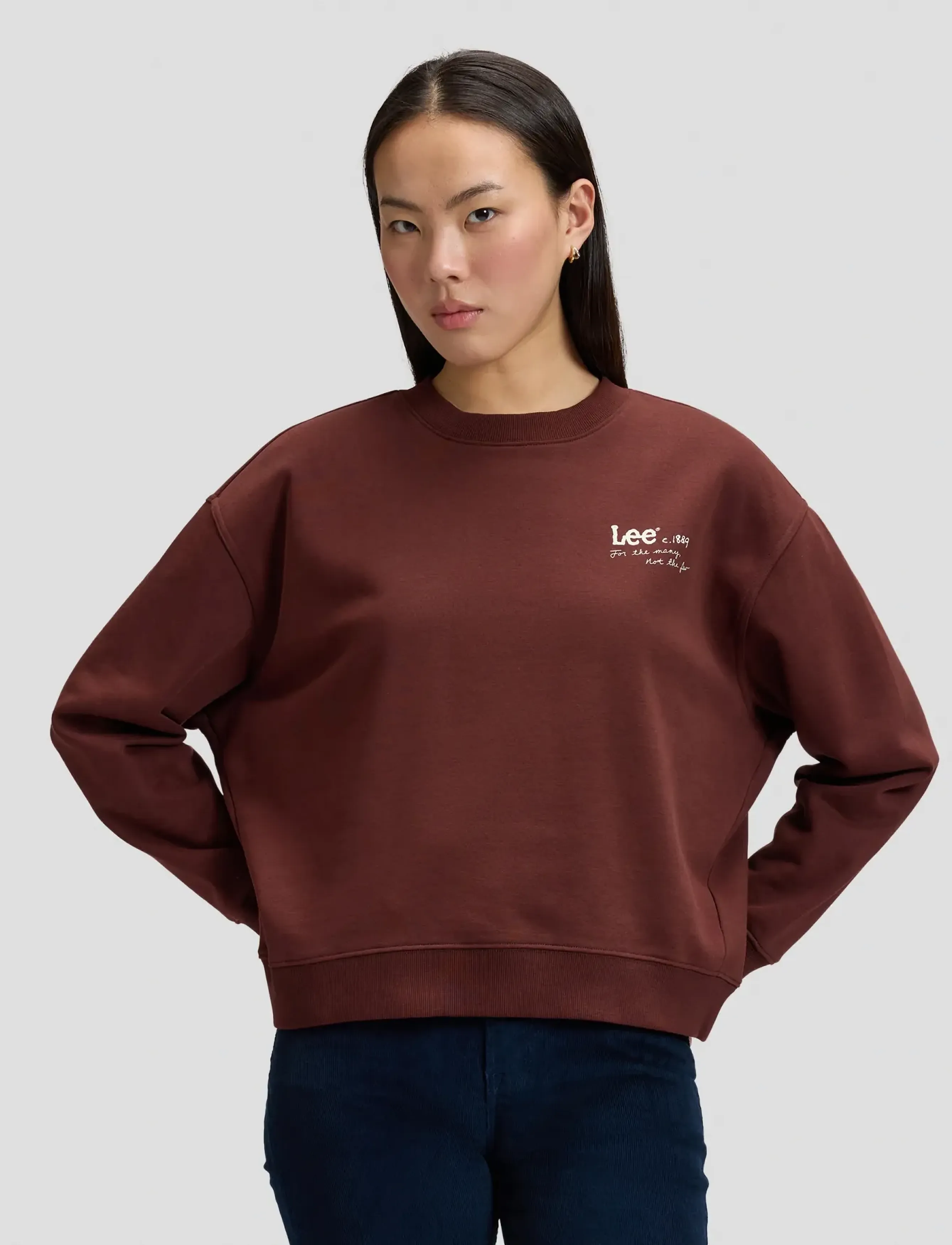 Lee Jeans LOGO CREW SWS - Lee Jeans - VELVET BEET / burgundy