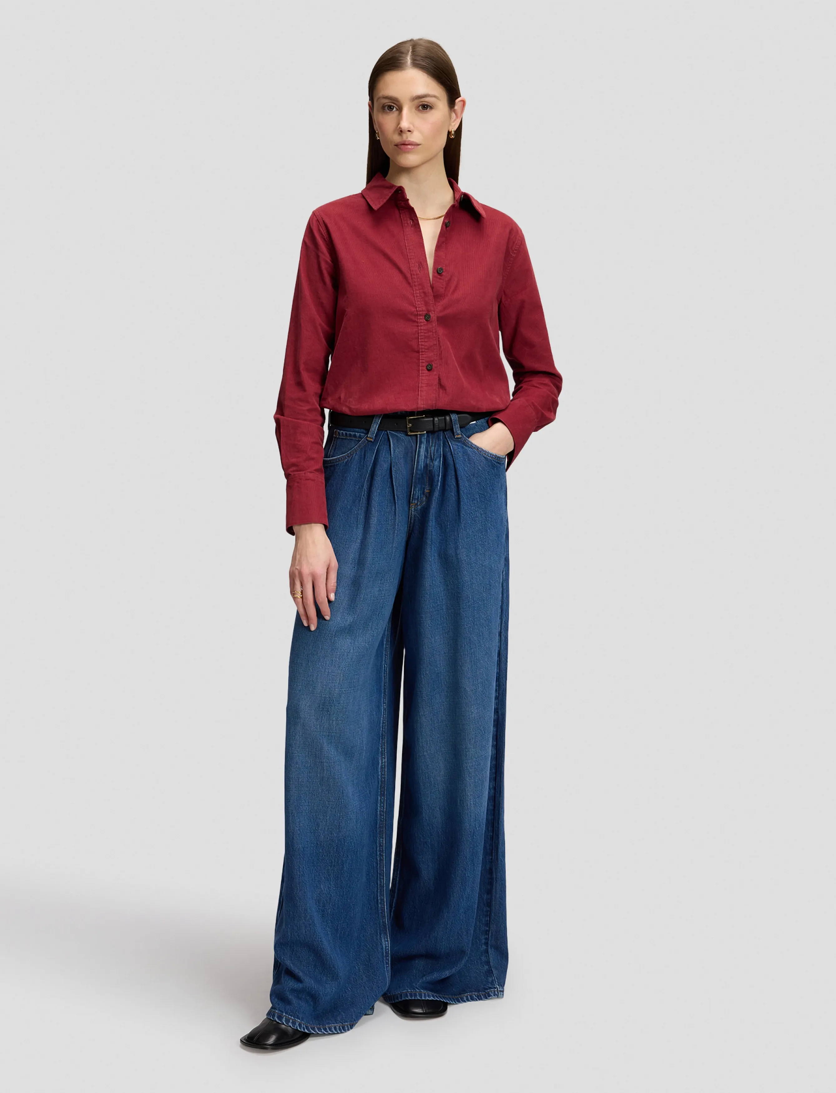 Lee Jeans Pleated Jean, Kvinder, Vide Ben Plisserede Jeans, Blå, Str: 30 x 31