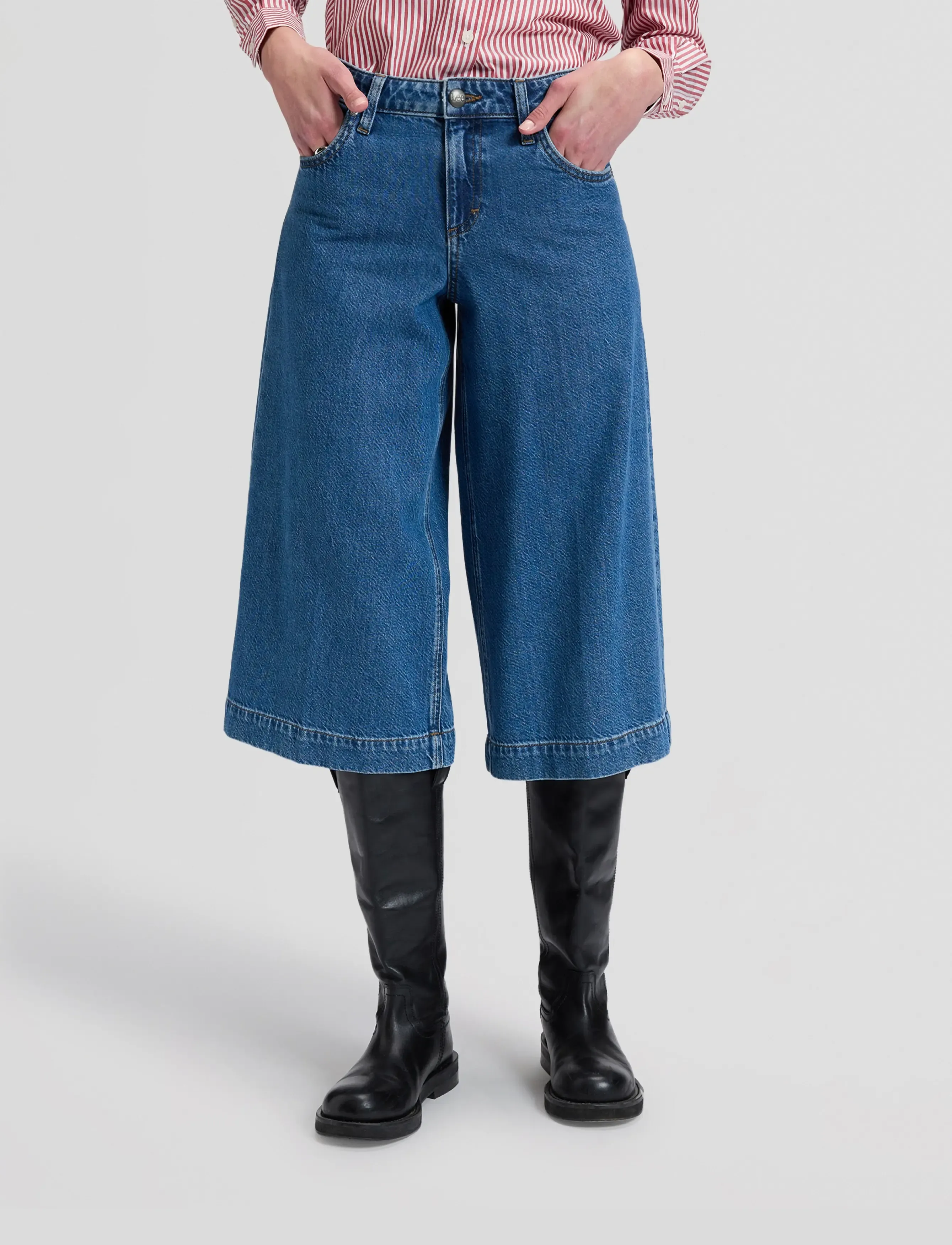 Lee Jeans Culotte, 29 x 00, Trousers, Blau - Wide Leg, Frauen