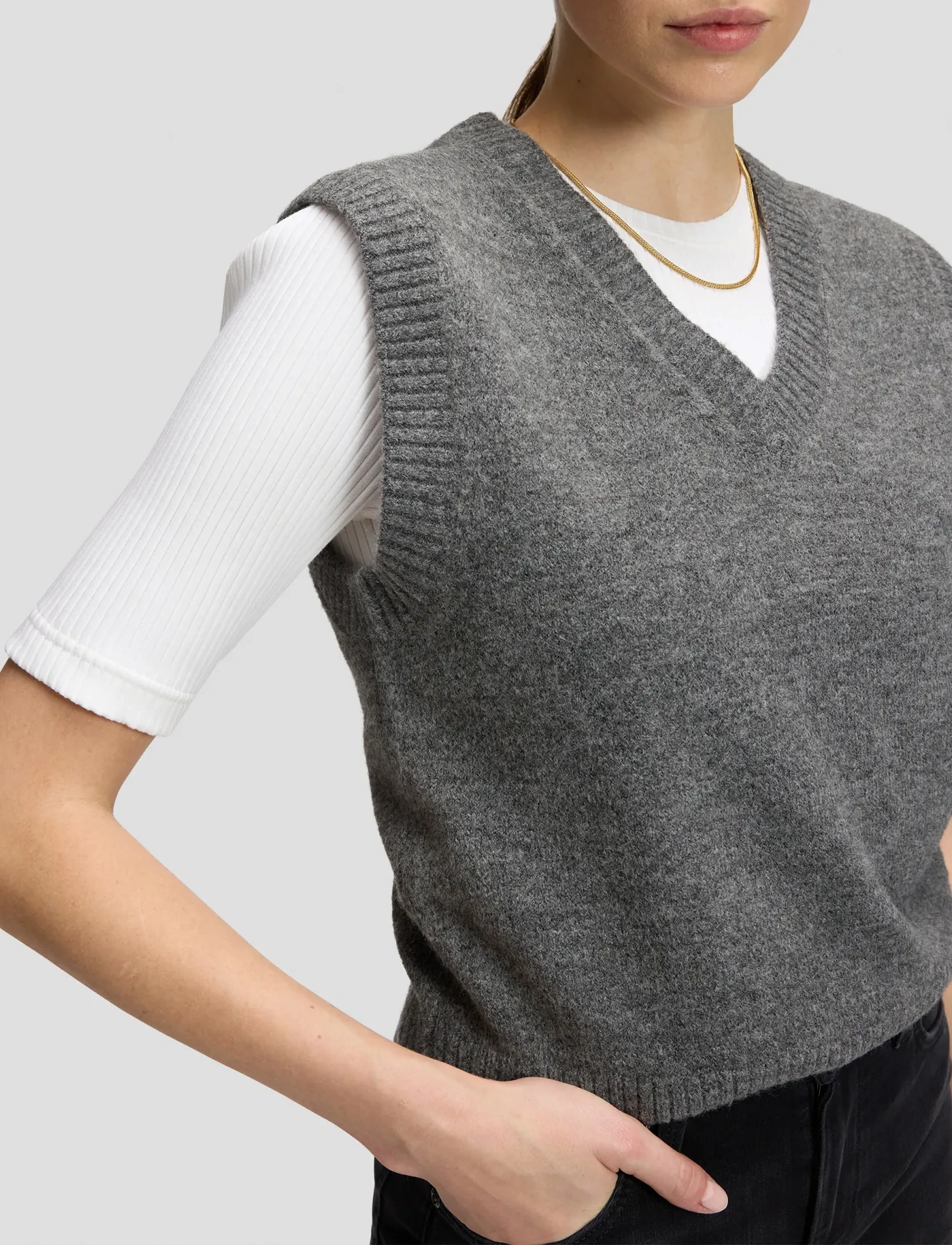 Lee Jeans - KNITTED VEST - charcoal heather - 5