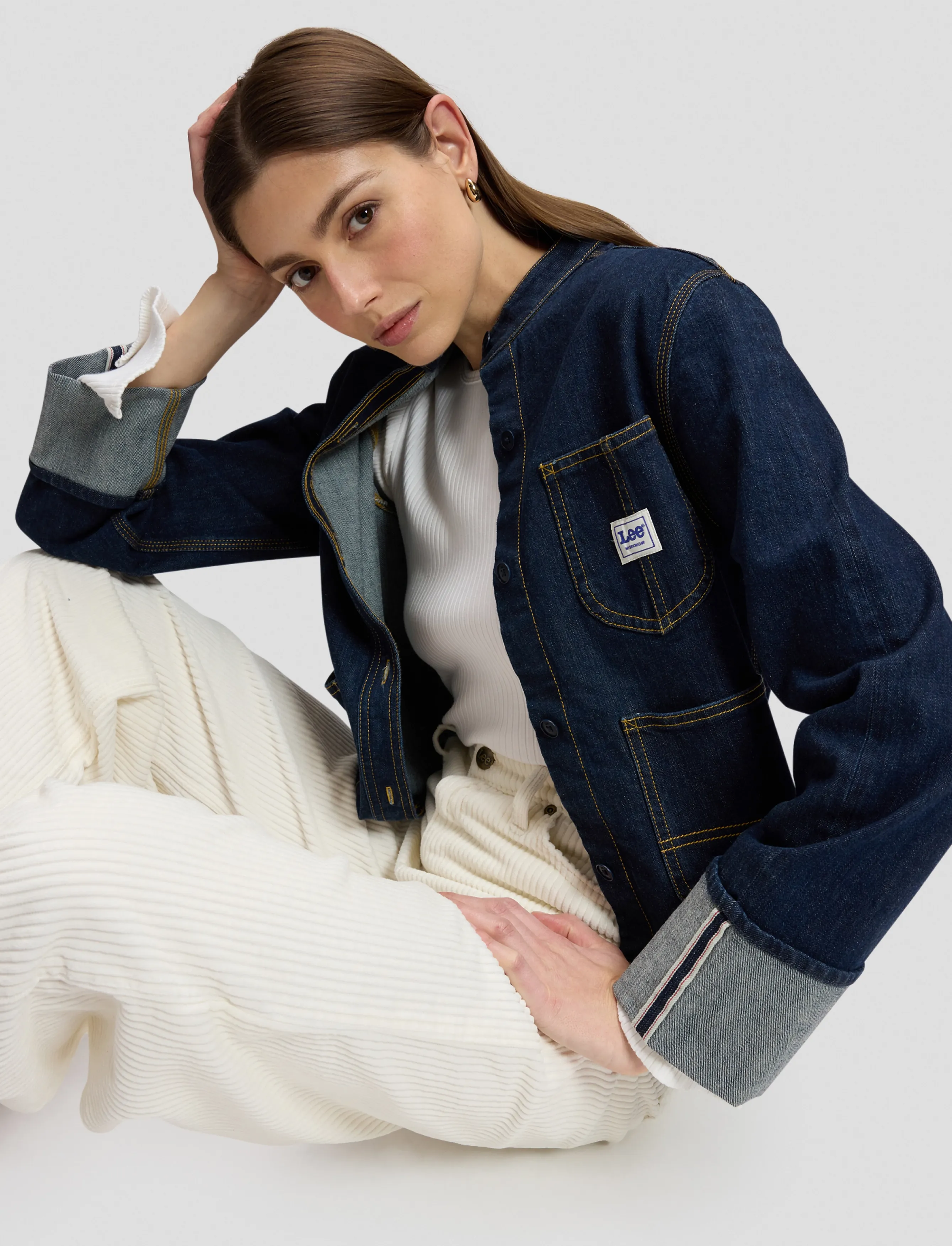 Lee Jeans Selvedge Overshirt, XL x 00, Navy, Jakker > Denim, Dame