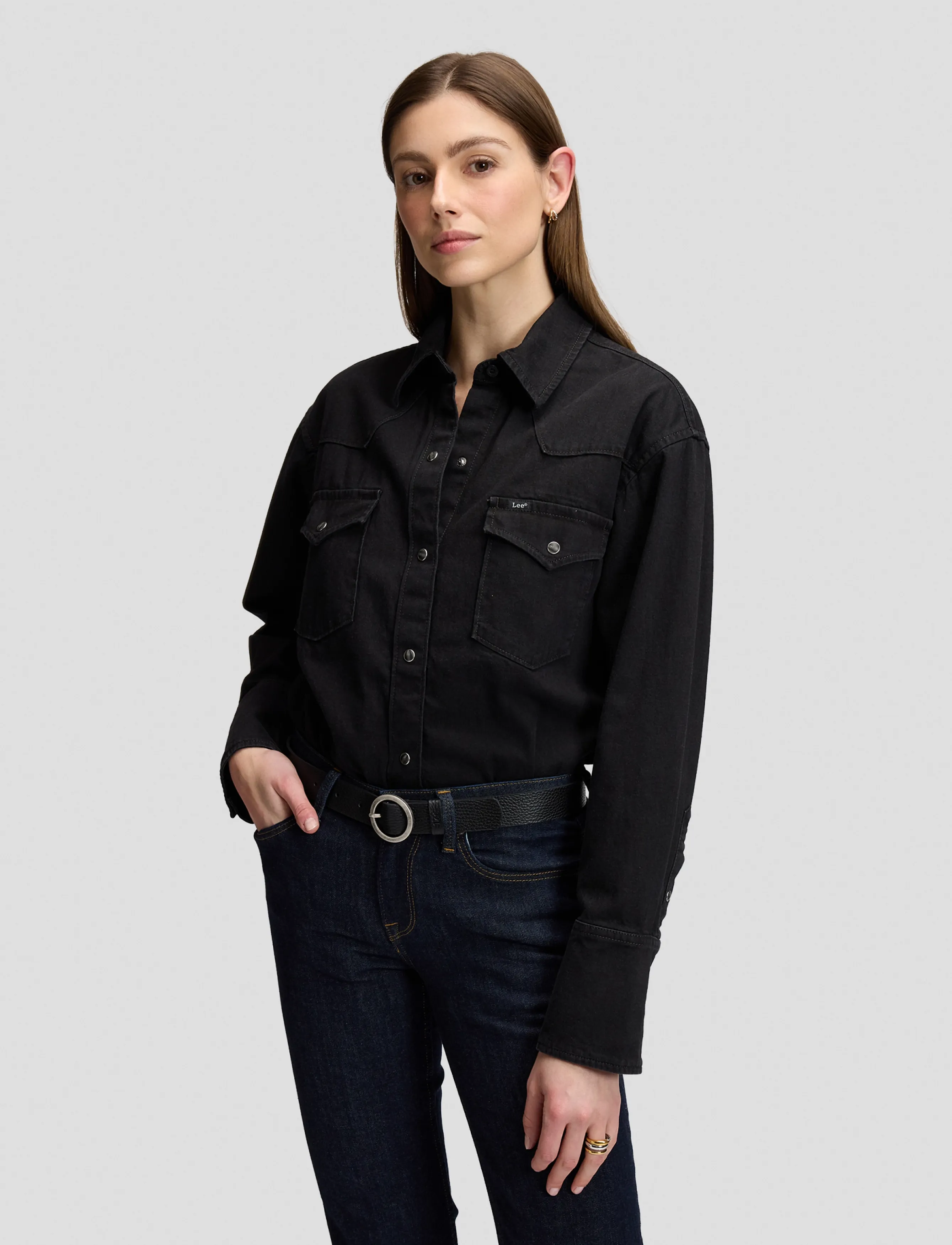 Lee Jeans ESSENTIAL WESTERN SHIRT - Hemden - DARK VOLUME / black