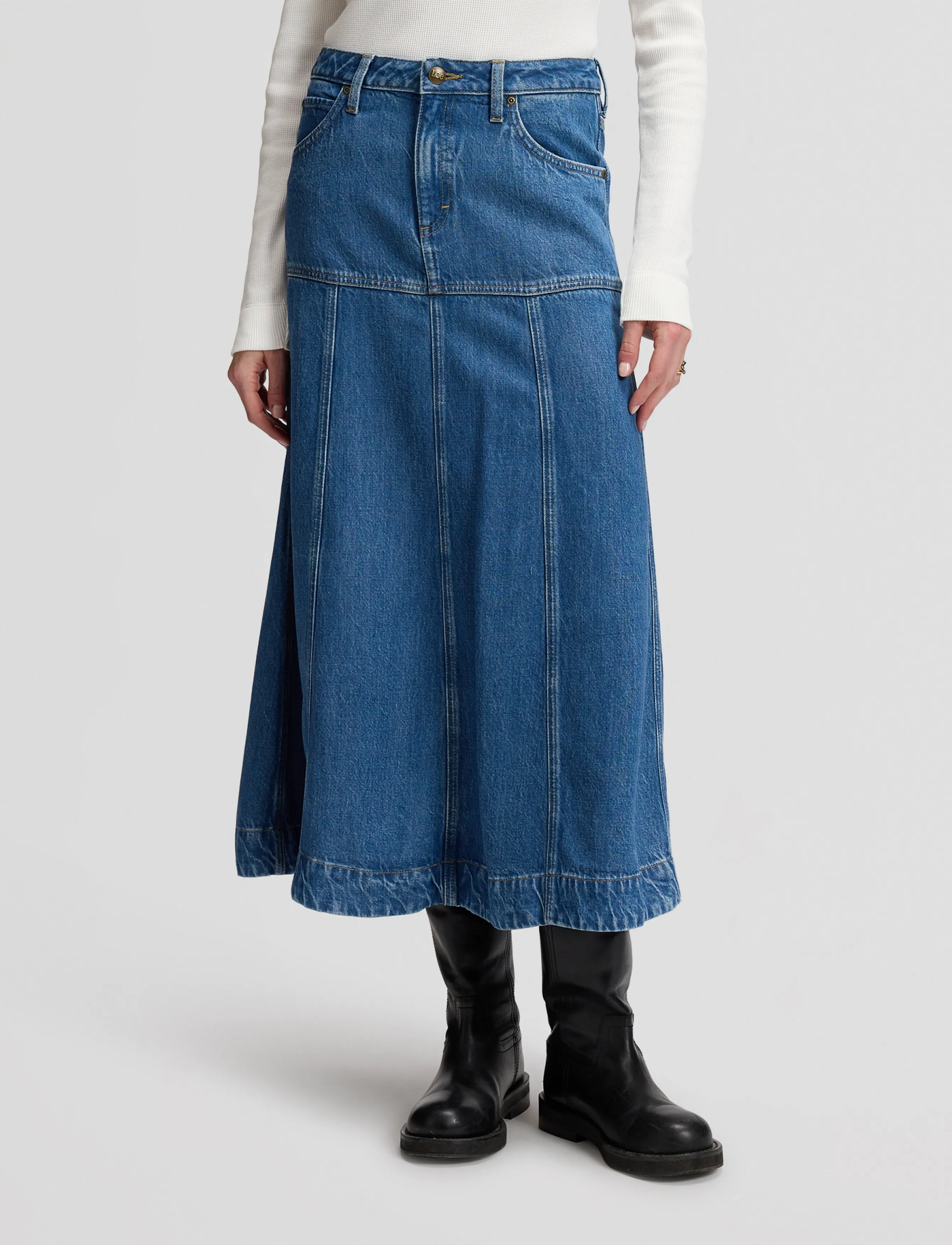 Lee Jeans - SEAMED MIDI SKIRT - torrential - 2