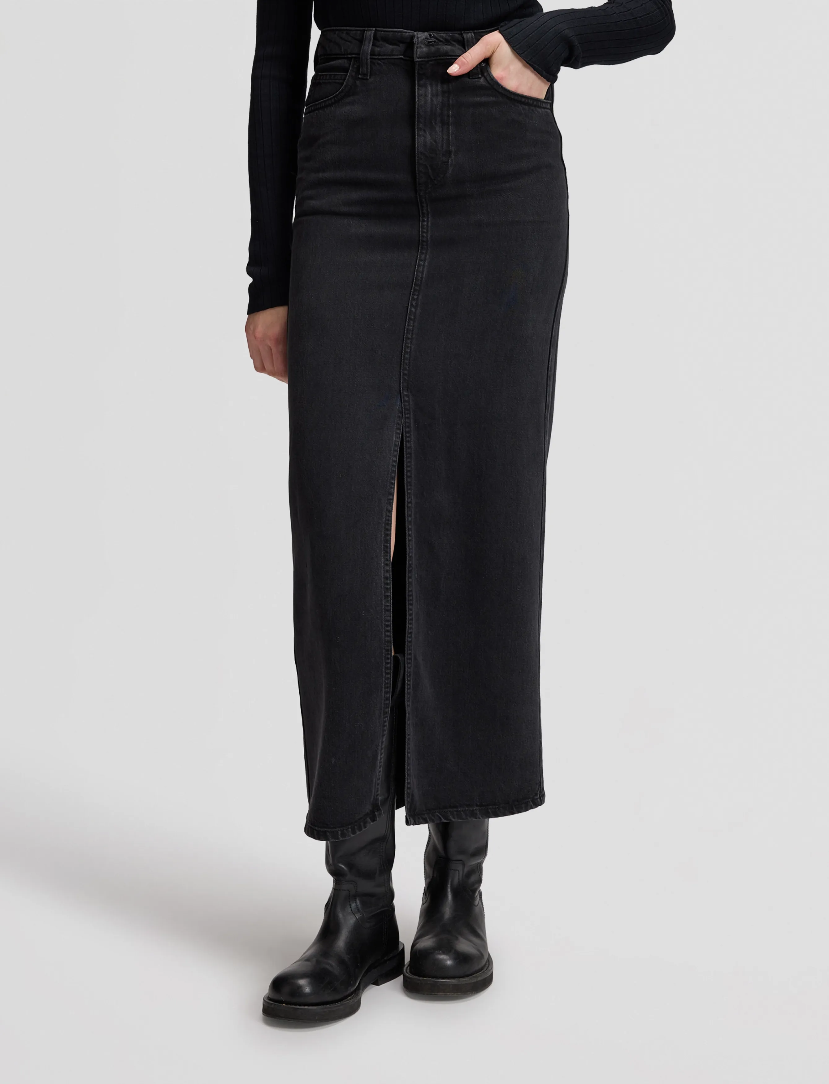 Lee Jeans FRONTSLIT MAXI SKIRT - Seelikud - IN A BLUR / black