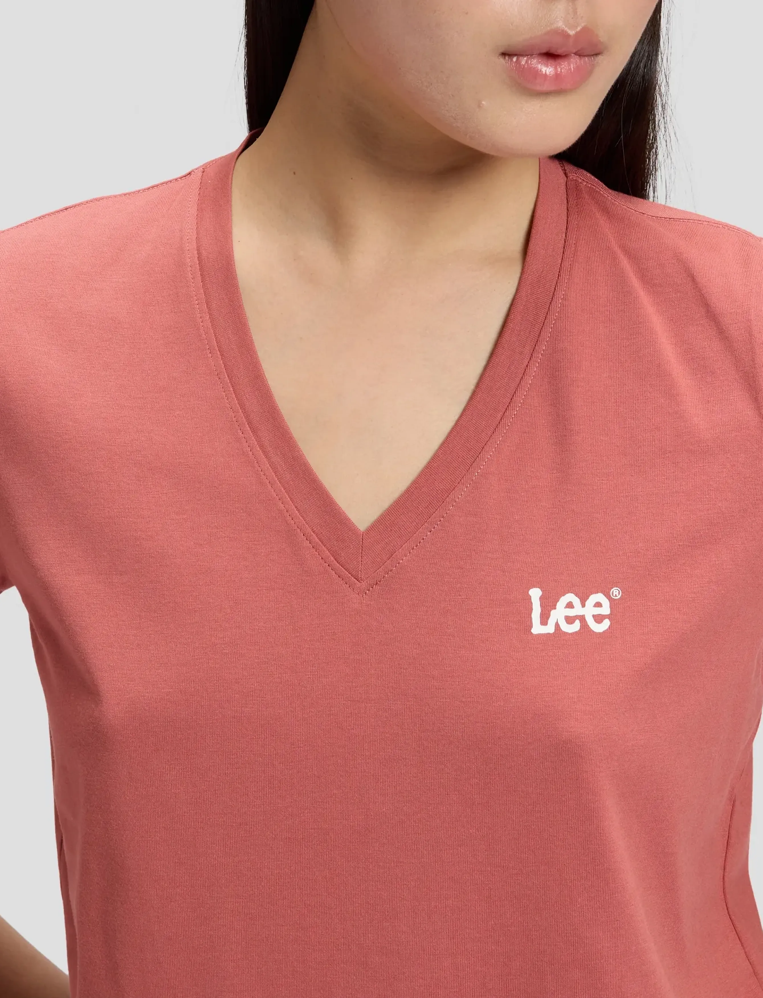 Lee Jeans - V NECK - t-shirts - cosme pink - 5