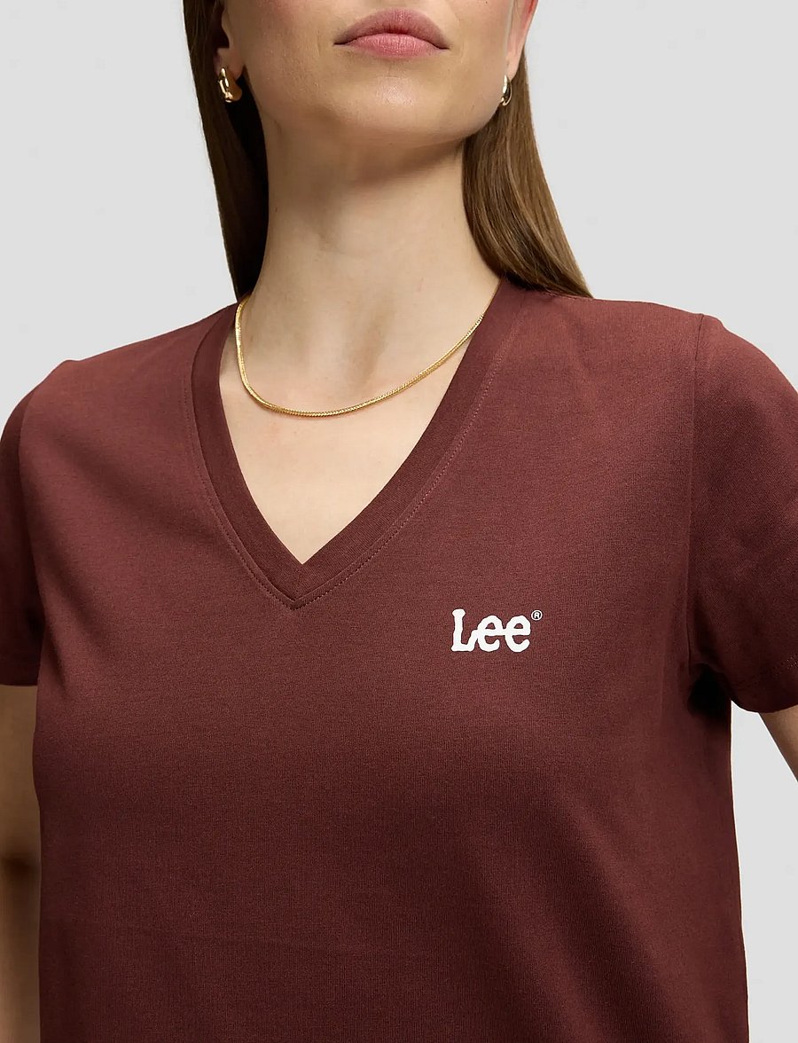 Lee Jeans - V NECK - t-shirts - velvet beet - 5