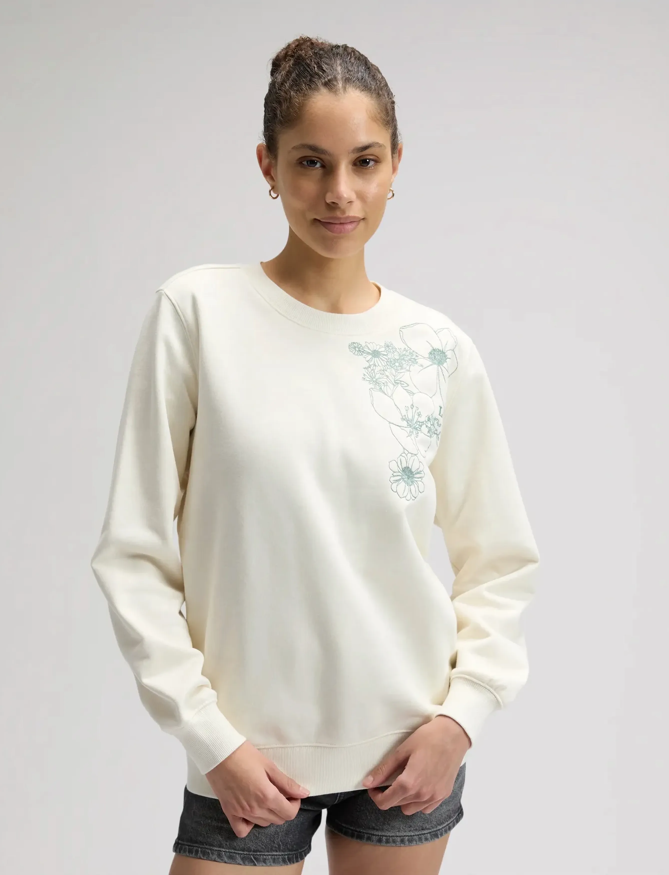 Lee Jeans Lee Flower Sws, XL x 00, Cream, Sweatshirts & Hættetrøjer > Sweatshirts, Dame