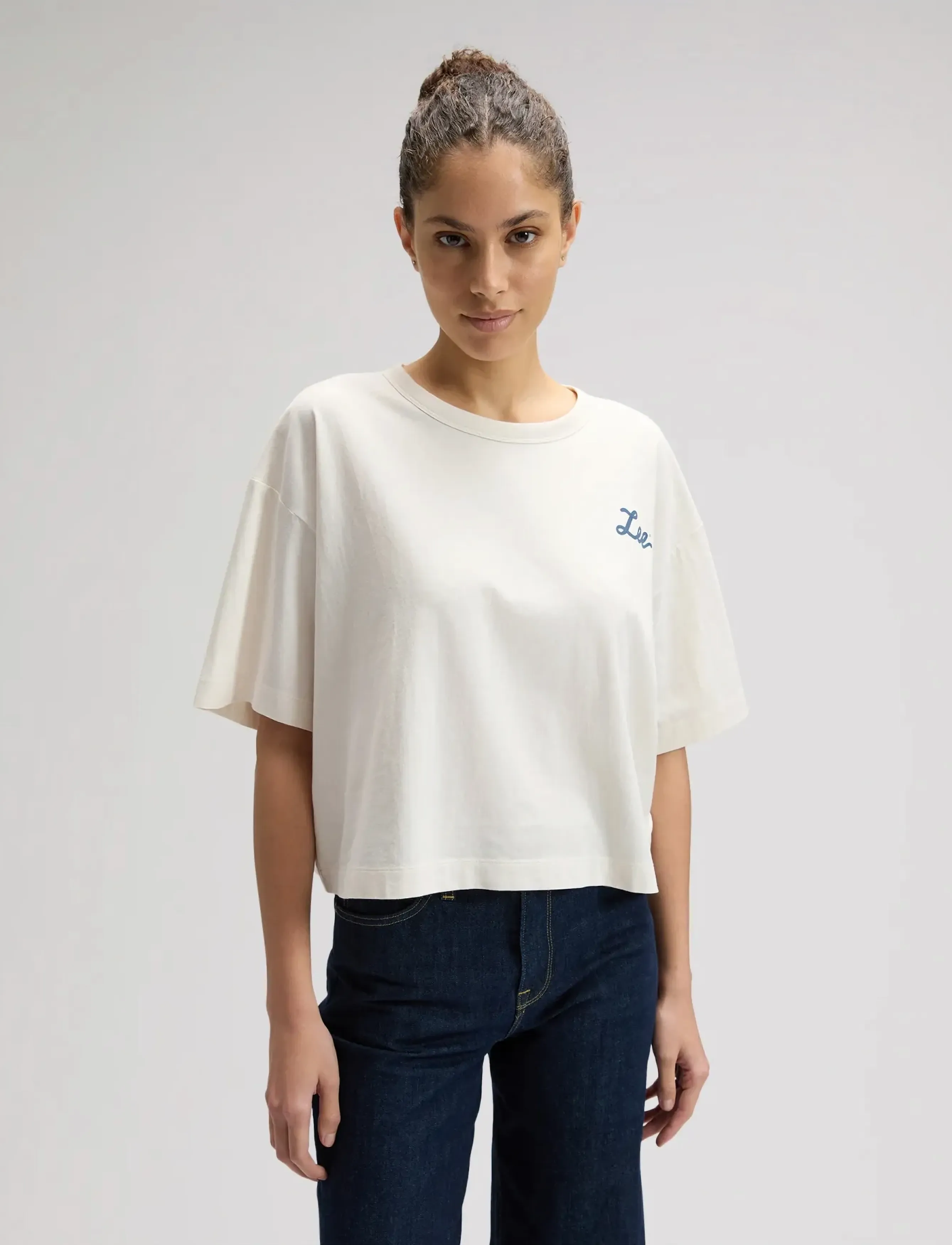 Lee Jeans Good Day Lee, XL x 00, Cream, Crop Overdele > Crop Overdele Med Korte Ærmer, Dame
