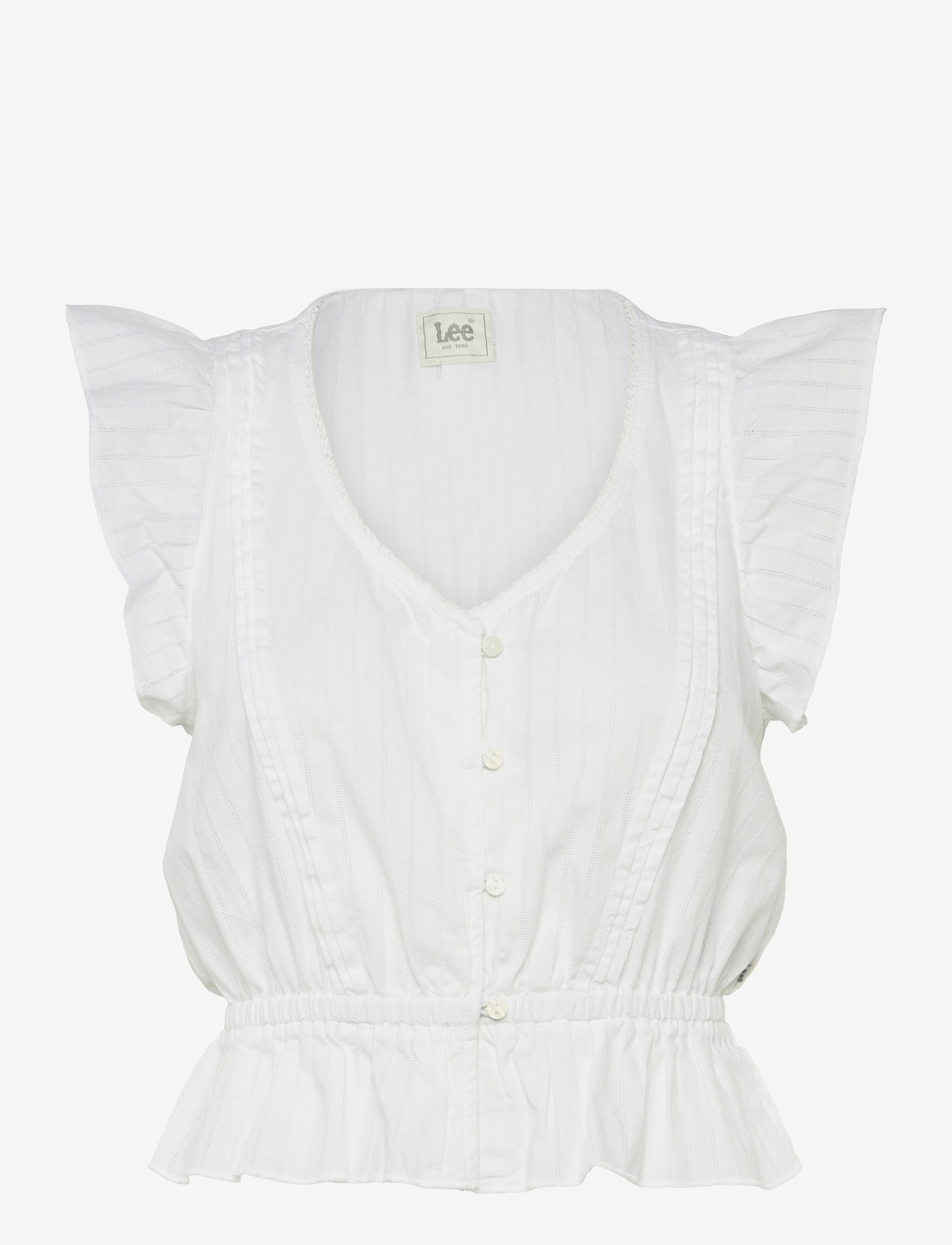 Lee Jeans - RUFFLE SLEEVE SHIRT - kortärmade skjortor - bright white - 1