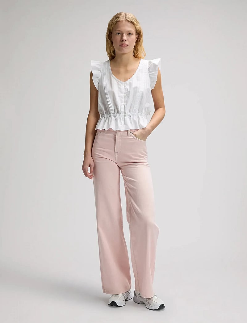 Lee Jeans - RUFFLE SLEEVE SHIRT - kortärmade skjortor - bright white - 4