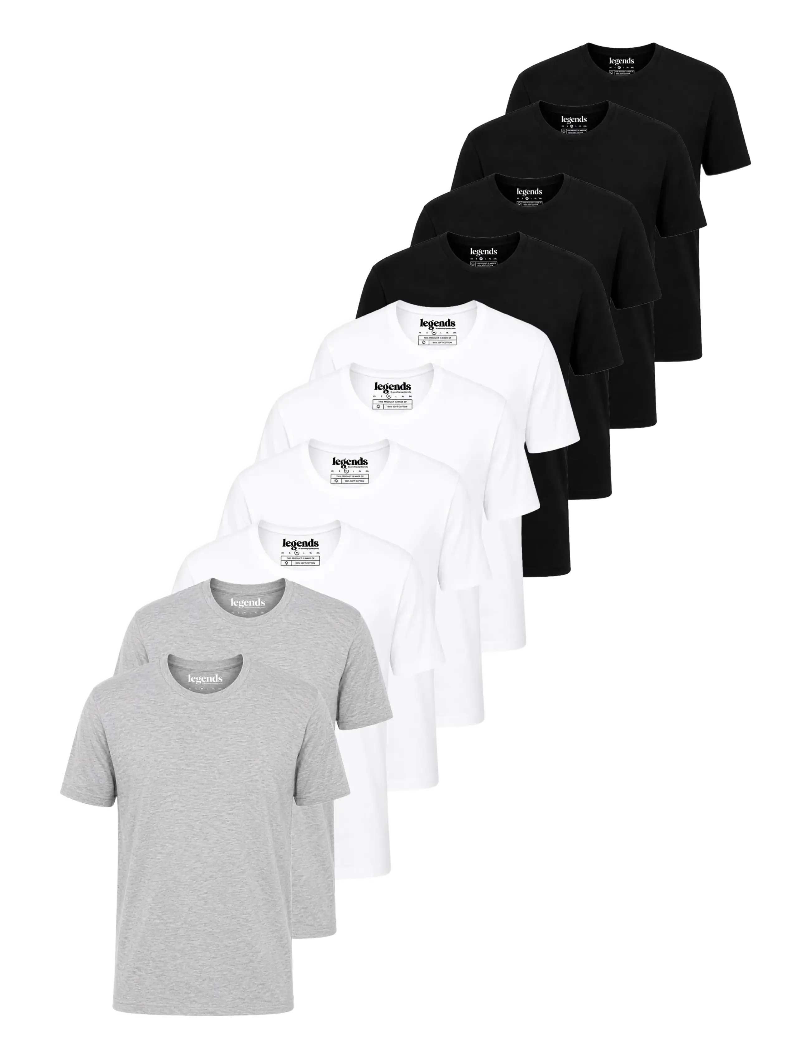 Legends Lee 10 PACK - T-shirts - GREY MEL / WHITE / BLACK / multi