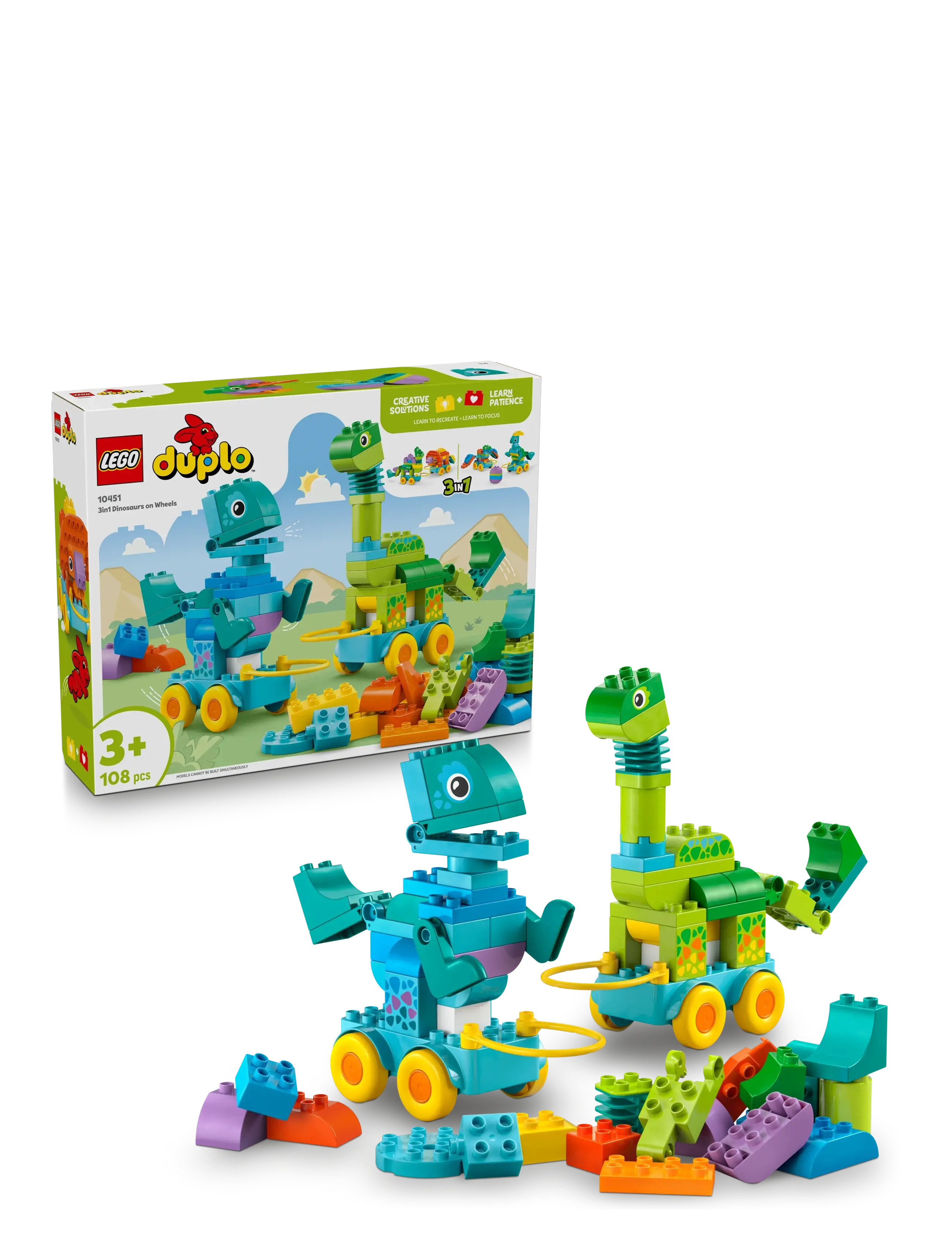 Town 3 in 1 Dinosaurs on Wheels Learn-Through-Play Toddler Toy 10451 - MULTI