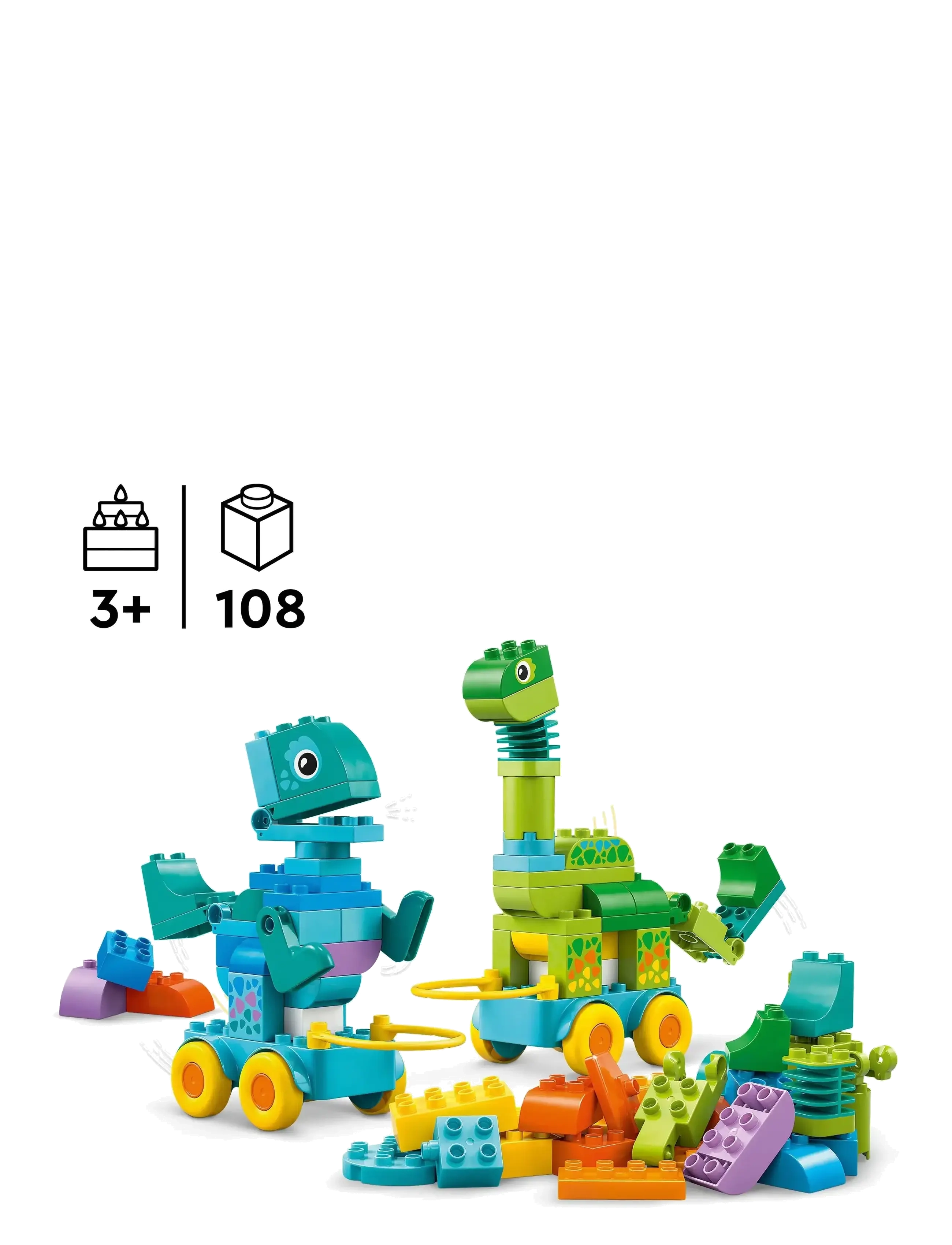 LEGO - Town 3 in 1 Dinosaurs on Wheels Learn-Through-Play Toddler Toy 10451 - lego duplo - multi - 1
