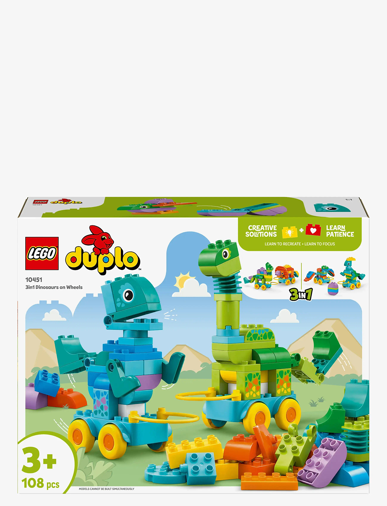 LEGO - Town 3 in 1 Dinosaurs on Wheels Learn-Through-Play Toddler Toy 10451 - lego duplo - multi - 5