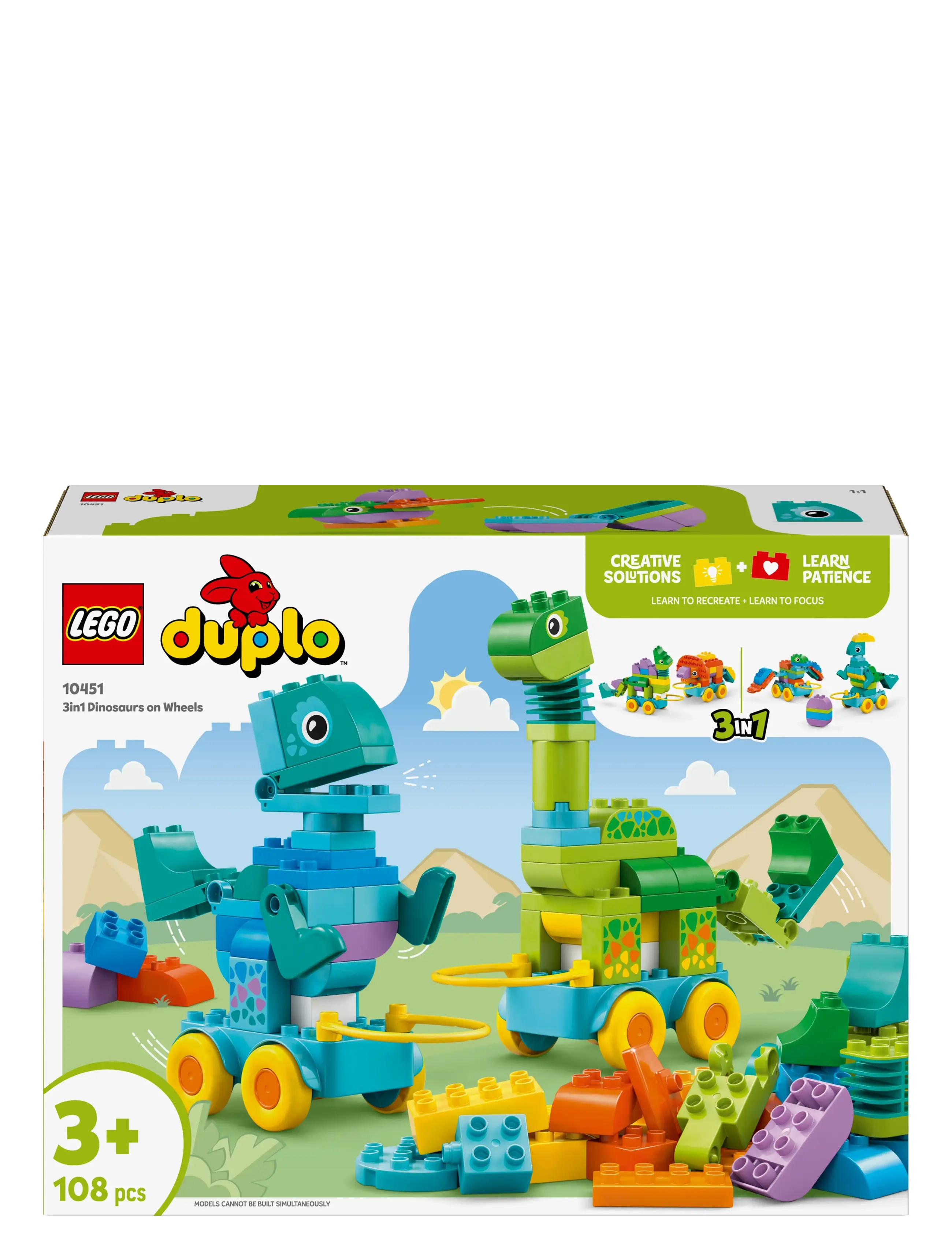 LEGO - Town 3 in 1 Dinosaurs on Wheels Learn-Through-Play Toddler Toy 10451 - lego duplo - multi - 5