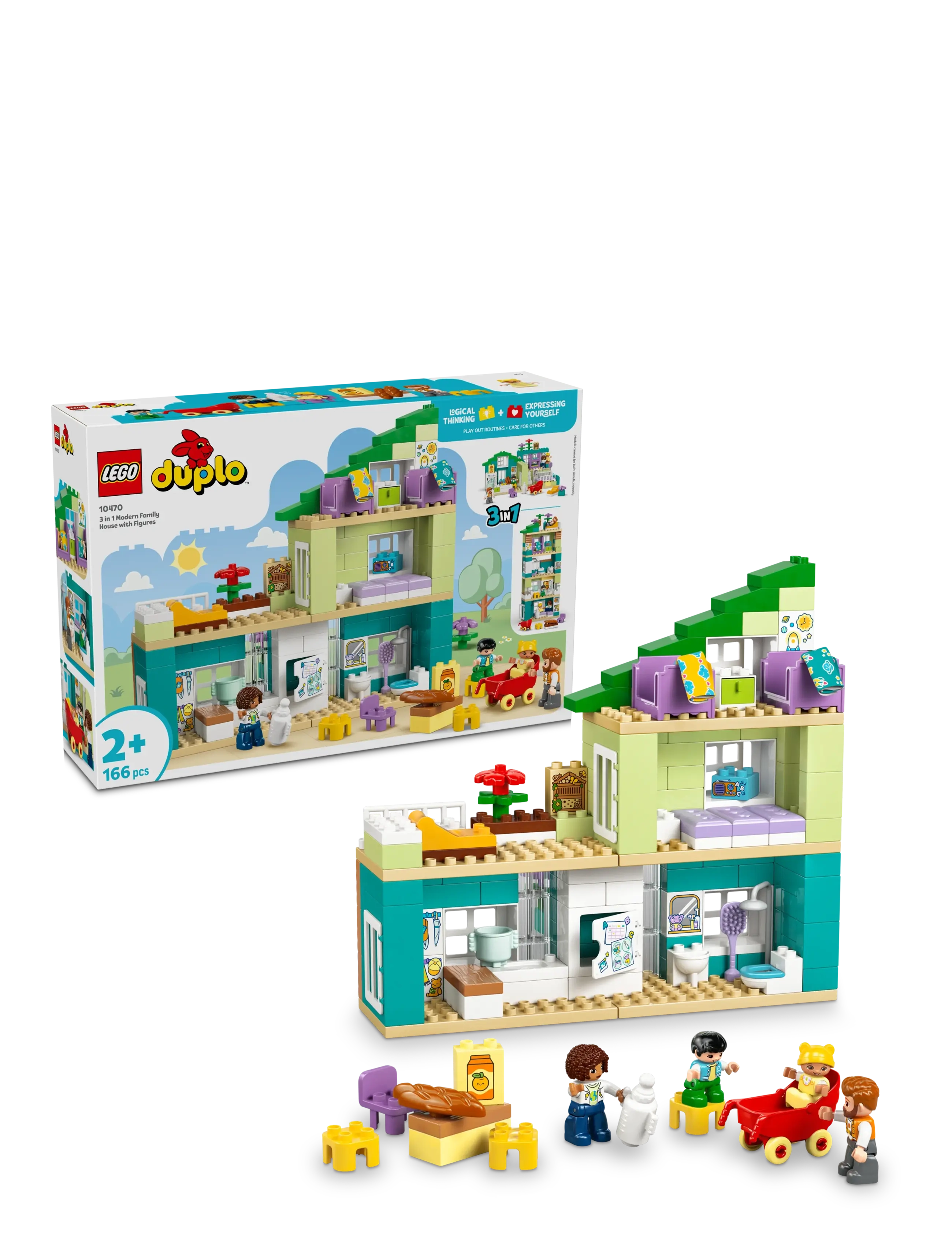 LEGO 3-I-1 Moderne Familiehus Med Figurer 10470, One Size, Multi/patterned, Lego Legetøj > Lego duplo, Børn