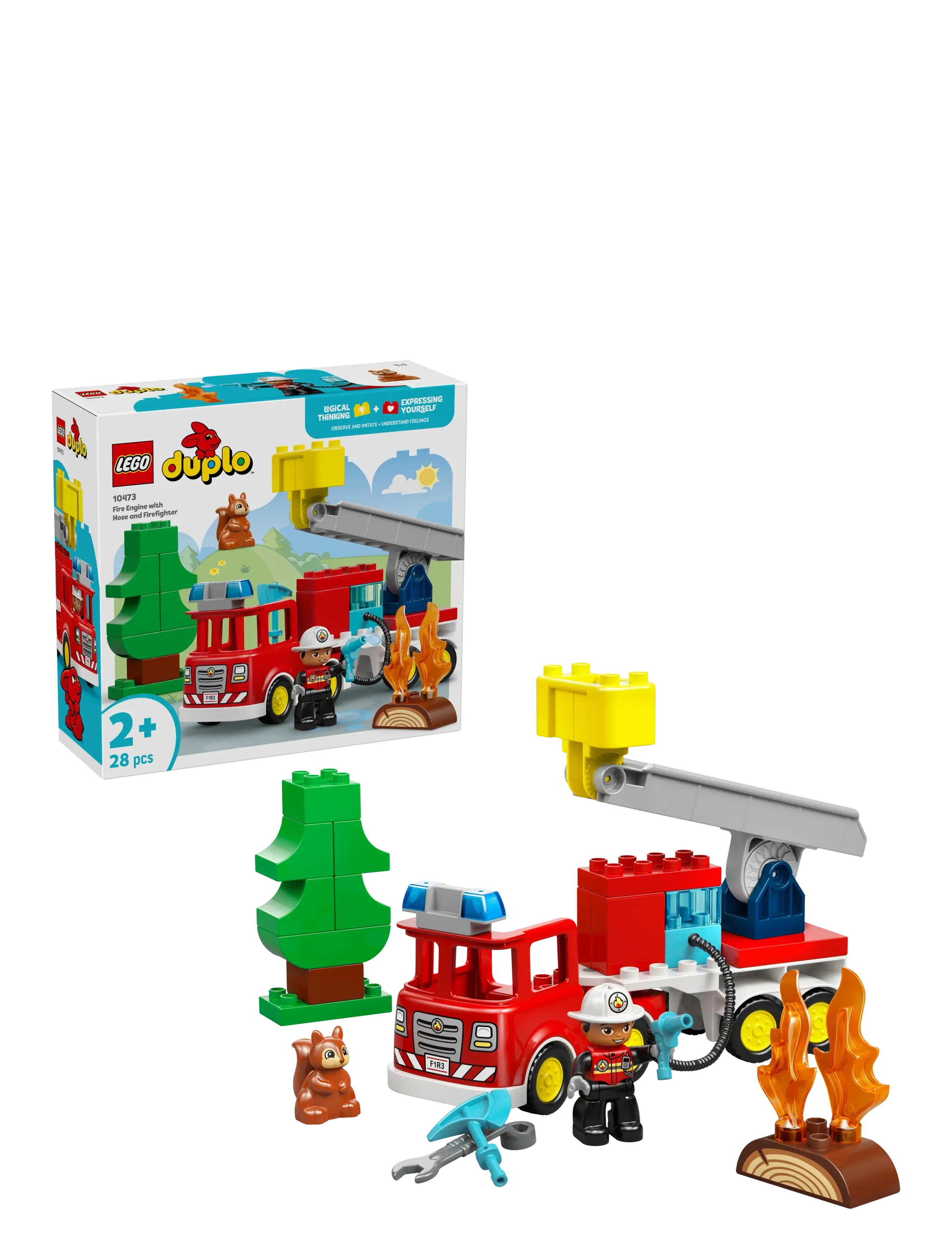 LEGO Brandbil Med Slange Og Brandmand 10473, One Size, Red, Lego Legetøj > Lego duplo, Børn