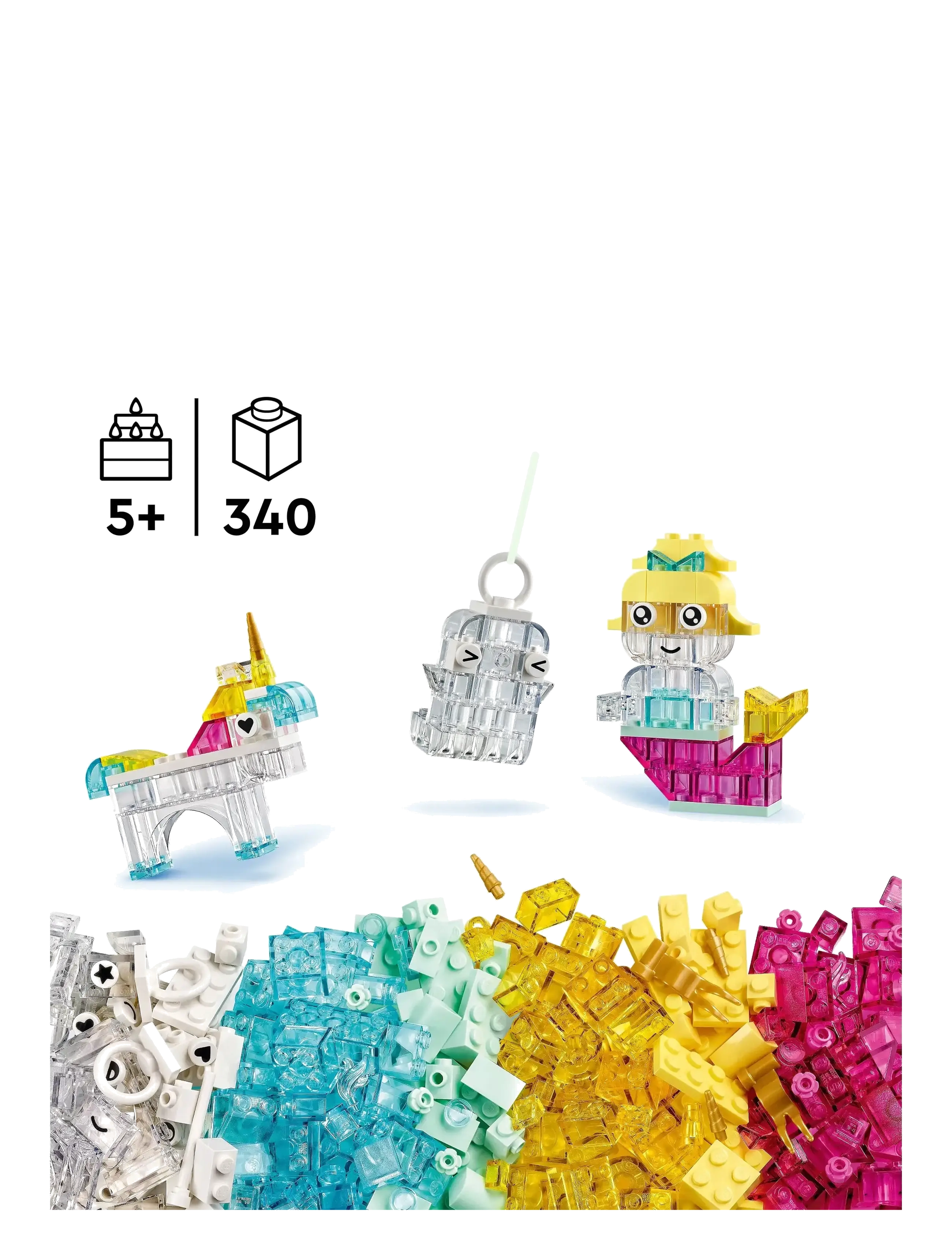 LEGO - Classic Magical Transparent Box, Colourful Building Bricks Toy 11040 - lego® classic - multi - 1
