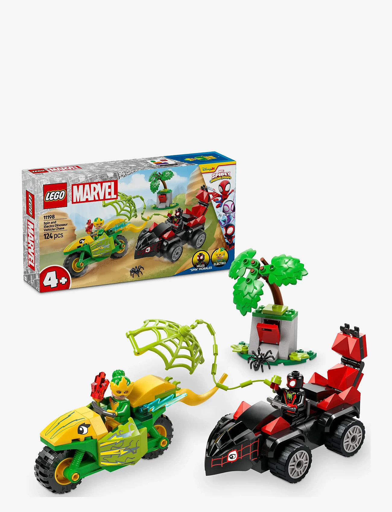 LEGO - Marvel Spidey And His Amazing Friends Spin and Electro Dinosaur Vehicle Chase 11198 - lego super heroes - multi - 0