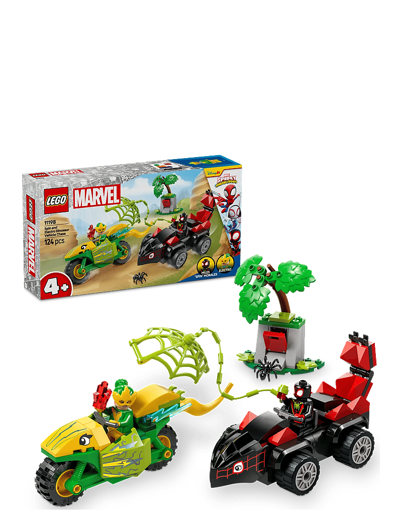 LEGO - Marvel Spidey And His Amazing Friends Spin and Electro Dinosaur Vehicle Chase 11198 - lego super heroes - multi - 0