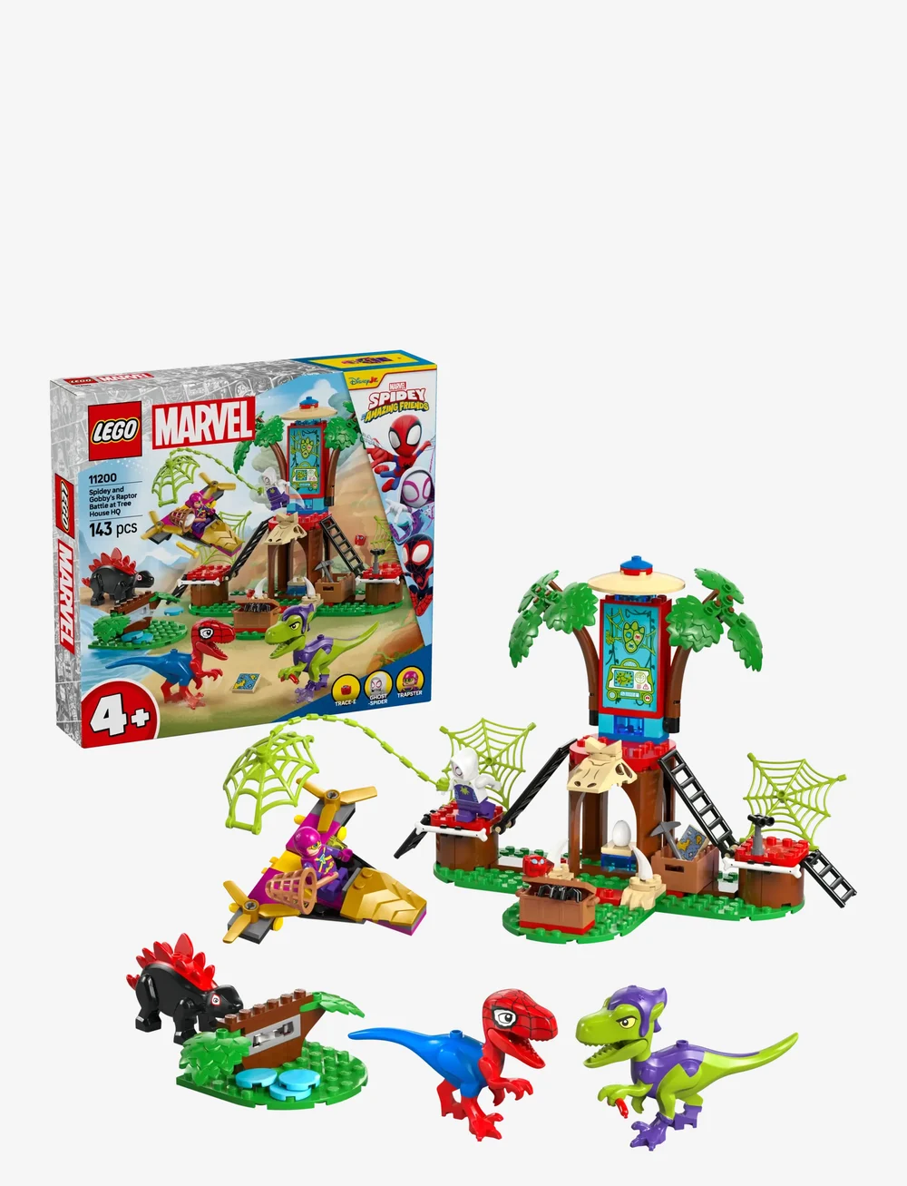LEGO - Marvel Spidey And His Amazing Friends Spidey and Gobby’s Raptor Battle at Tree House HQ 11200 - lego super heroes - multi - 0