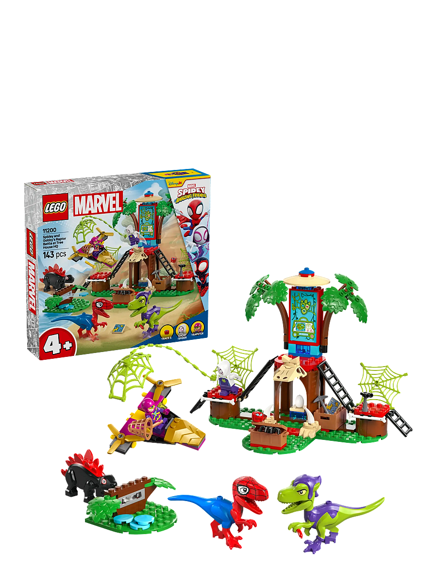 LEGO - Marvel Spidey And His Amazing Friends Spidey and Gobby’s Raptor Battle at Tree House HQ 11200 - lego super heroes - multi - 0