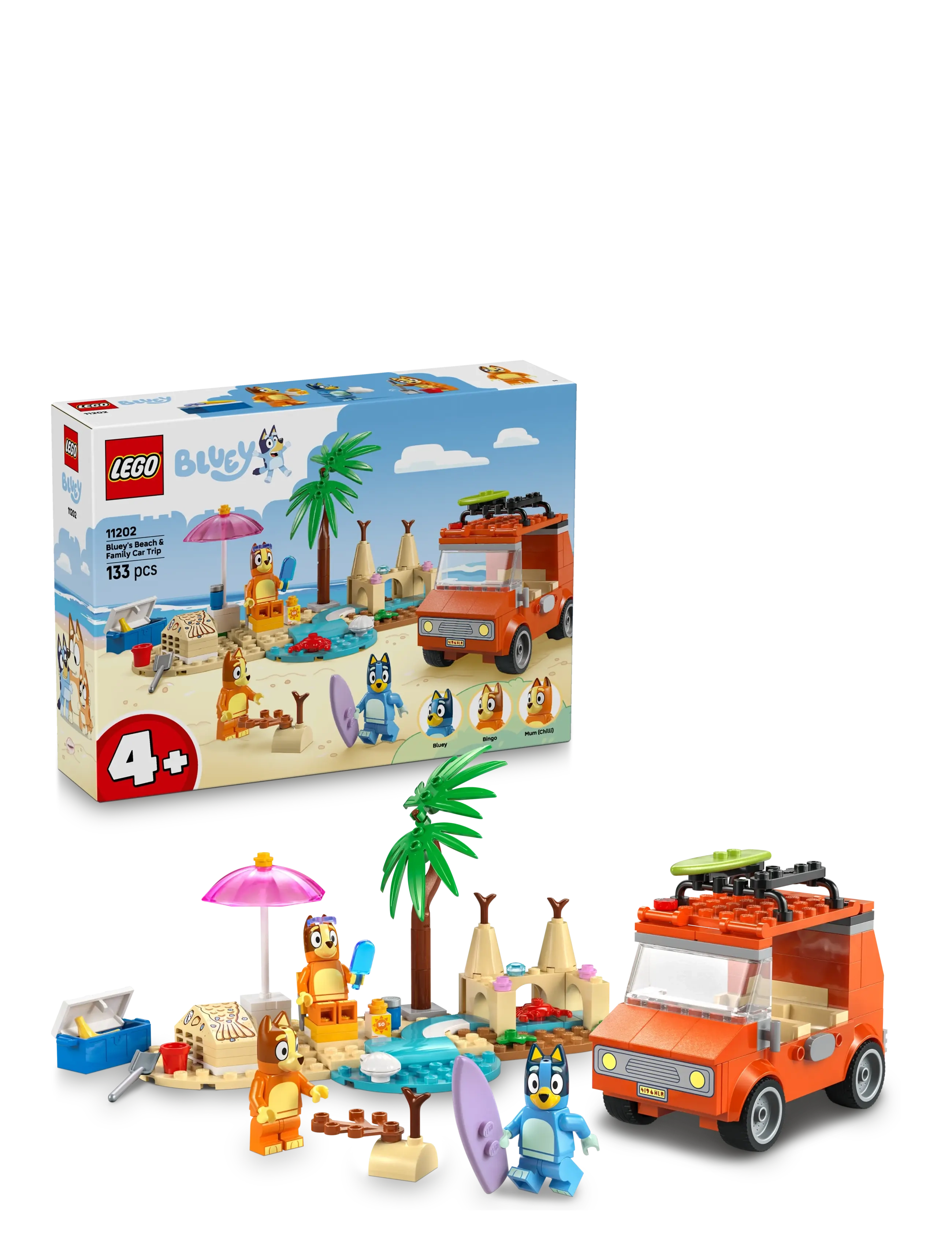 LEGO Bluey’s Beach & Family Car Trip, 11202, Børn, Lego Blåy, Multi/mønstret, Str: ONE SIZE