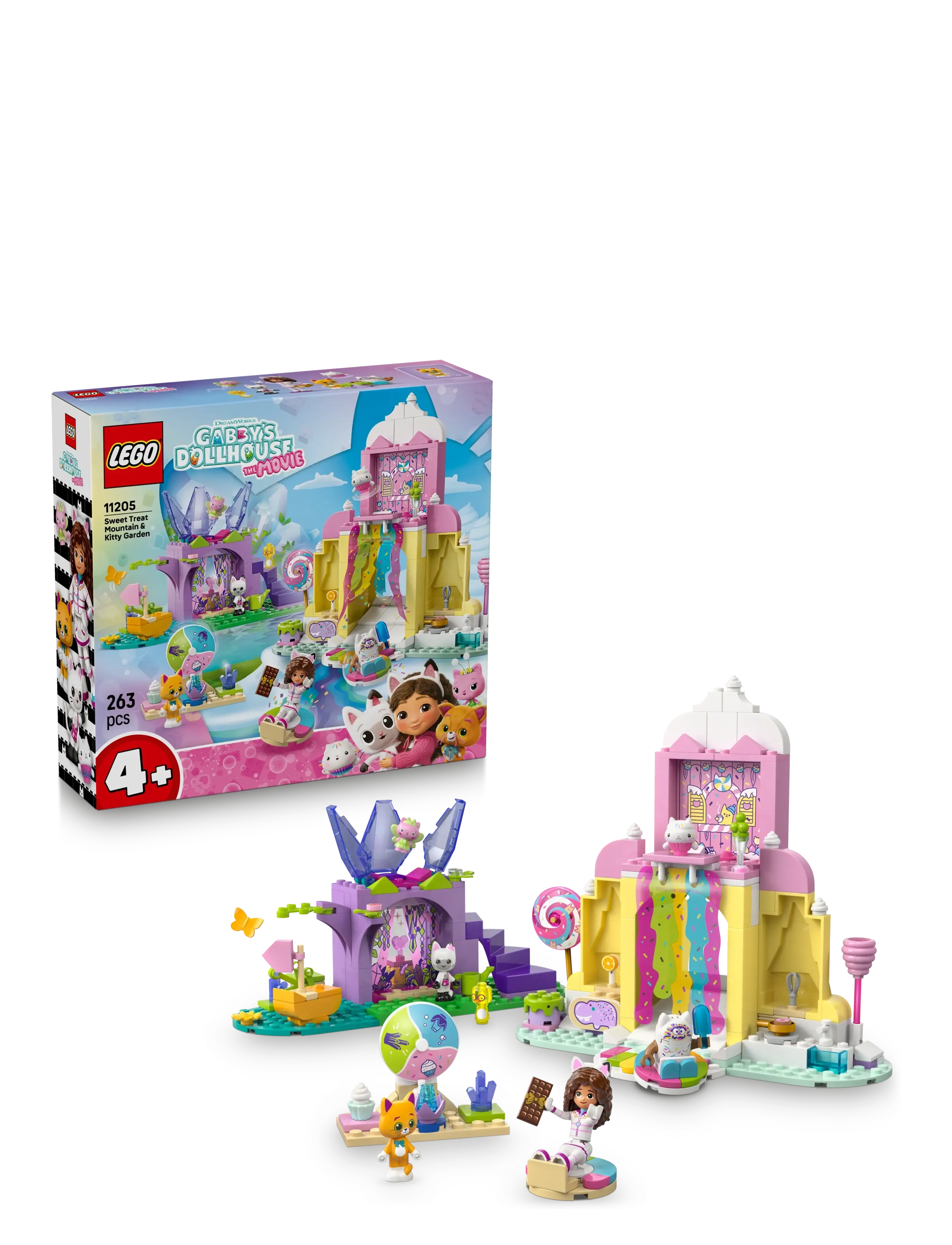 LEGO Sweet Treat Mountain & Kitty Garden Pretend Play 11205, One Size, Lego Spielzeug, Mehrfarbig/gemustert - Gabby's Dollhouse, Kinder