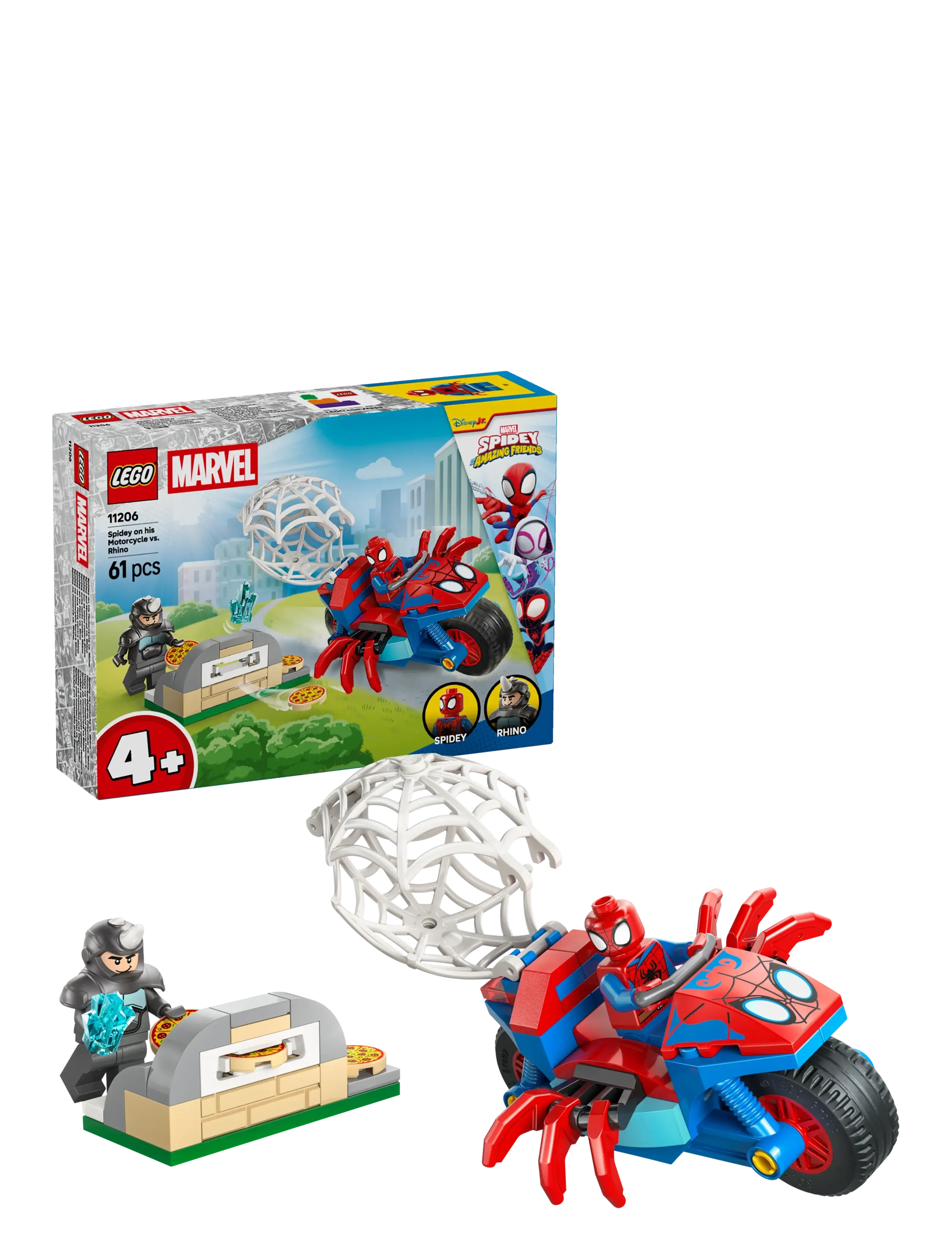 LEGO Spidey På Sin Motorcykel Mod Rhino 11206, One Size, Lego Spielzeug, Rot - Super Heroes, Kinder