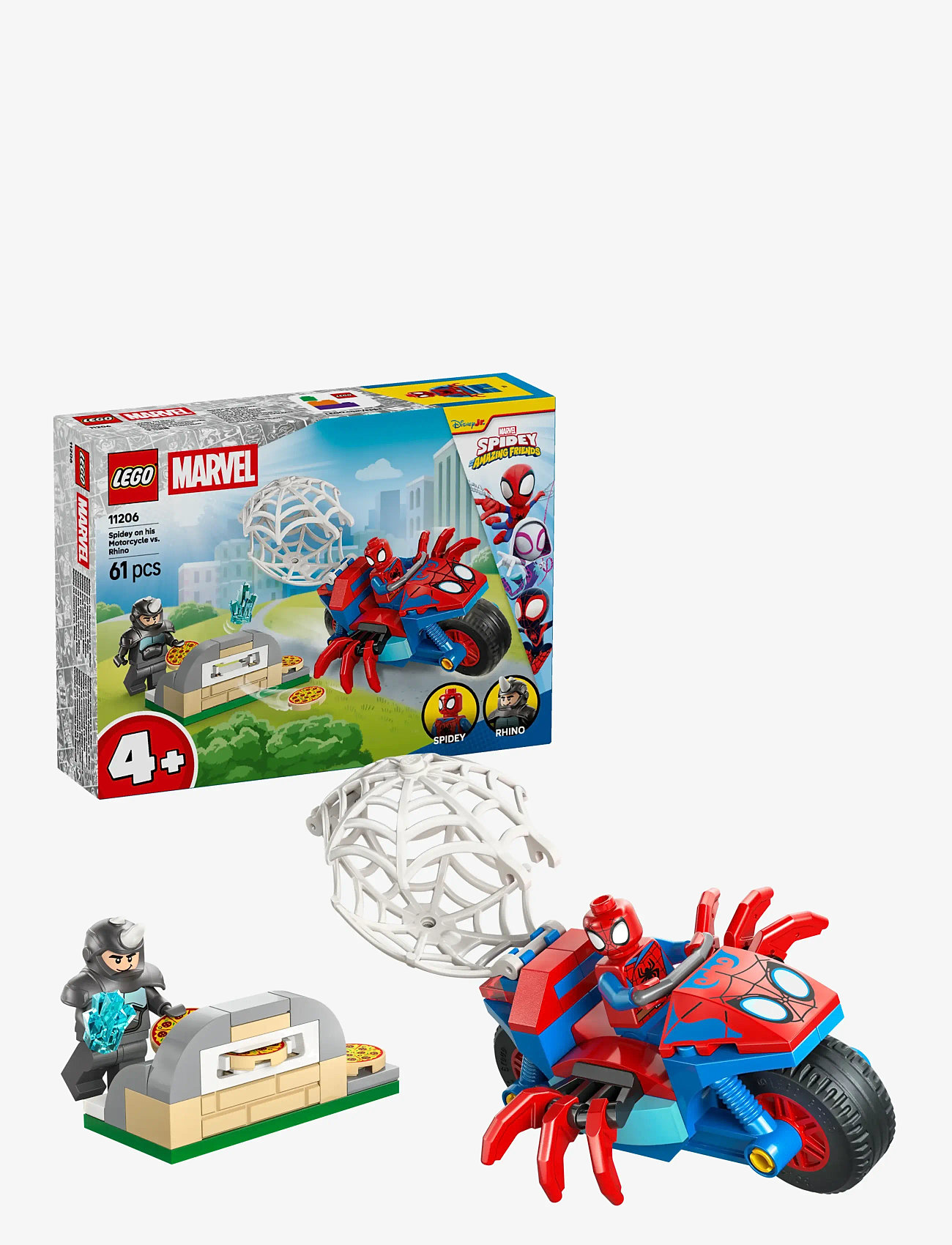 LEGO - Marvel Spidey And His Amazing Friends Spidey on his Motorcycle vs. Rhino 11206 - lego super heroes - multi - 0